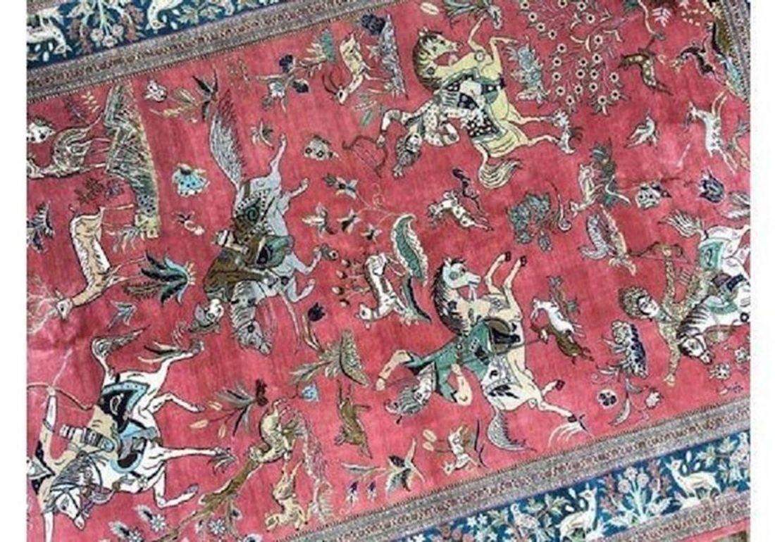 Vintage Silk Qum Rug 1.53m X 1.00m For Sale 6