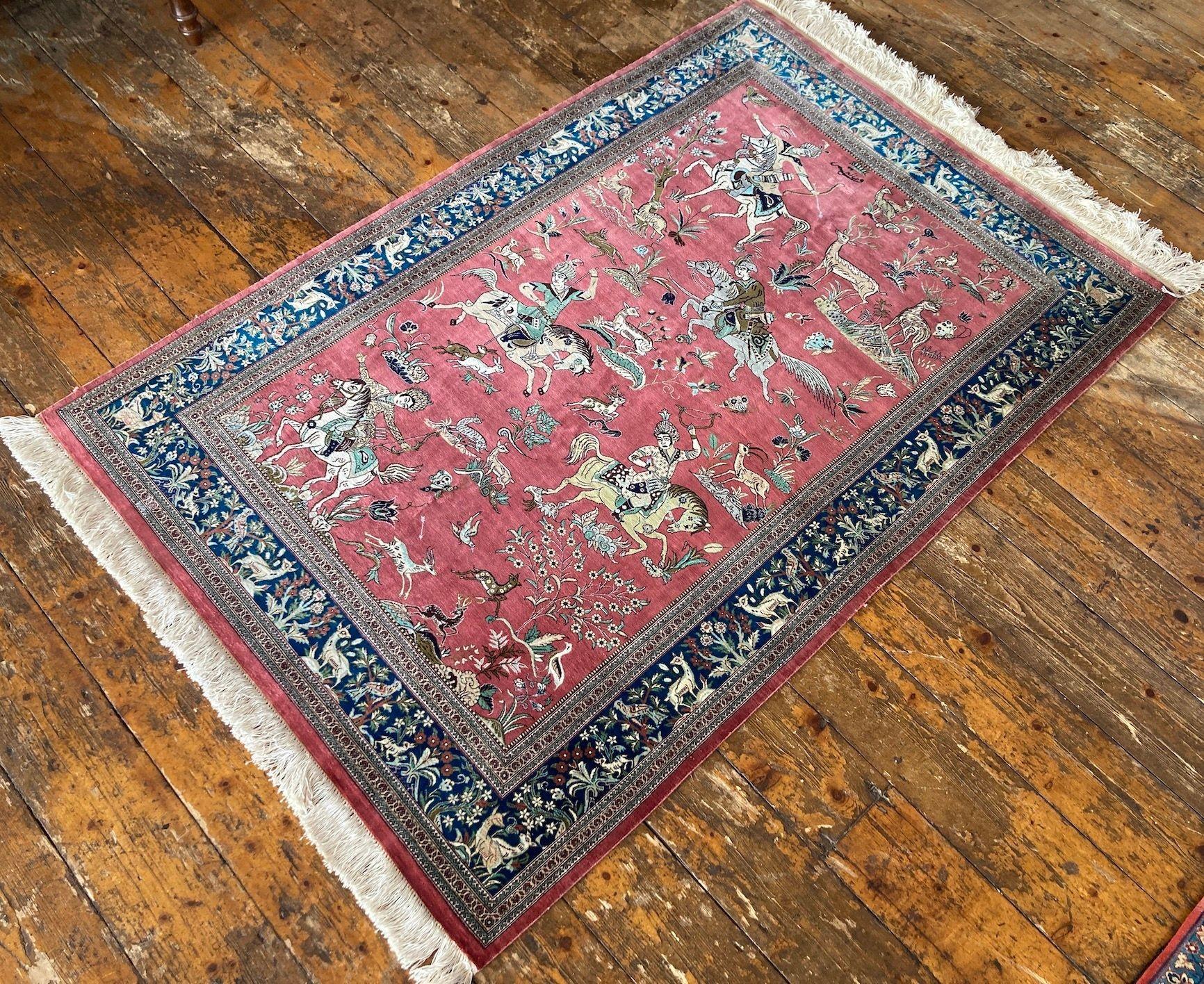 Late 20th Century Vintage Silk Qum Rug 1.53m X 1.00m For Sale