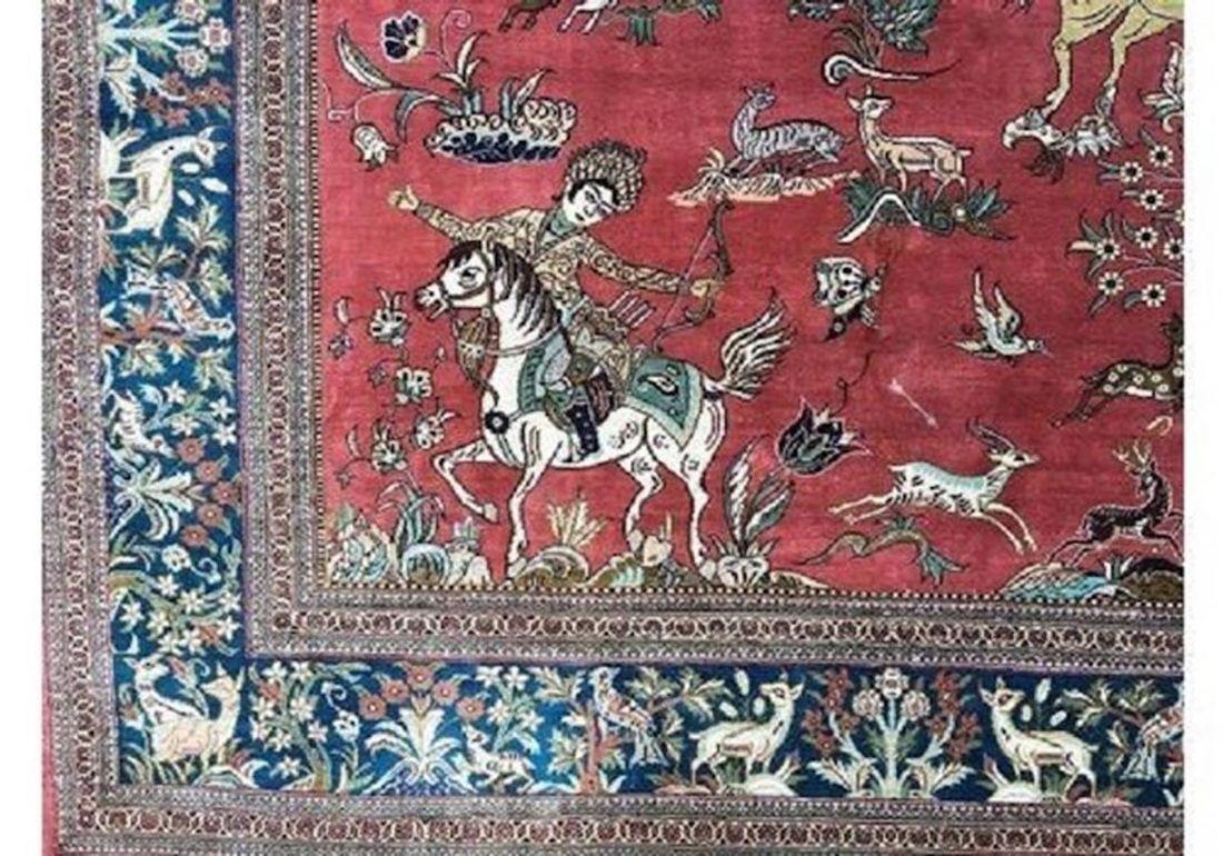 Vintage Silk Qum Rug 1.53m X 1.00m For Sale 2