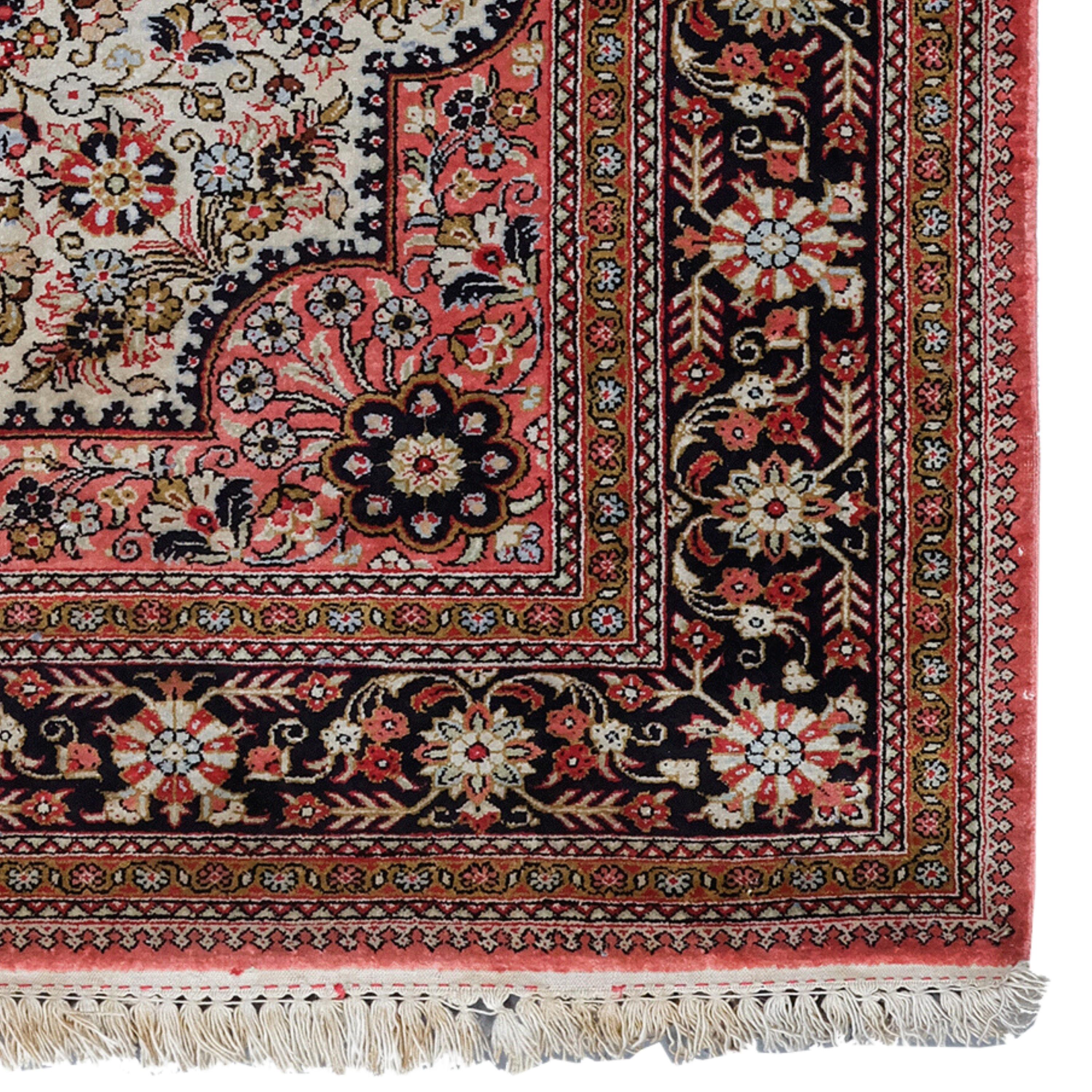 Vintage Silk Qum Rug - 19th Century Silk Qum Rug, Antique Rug, Vintage Rug For Sale 1