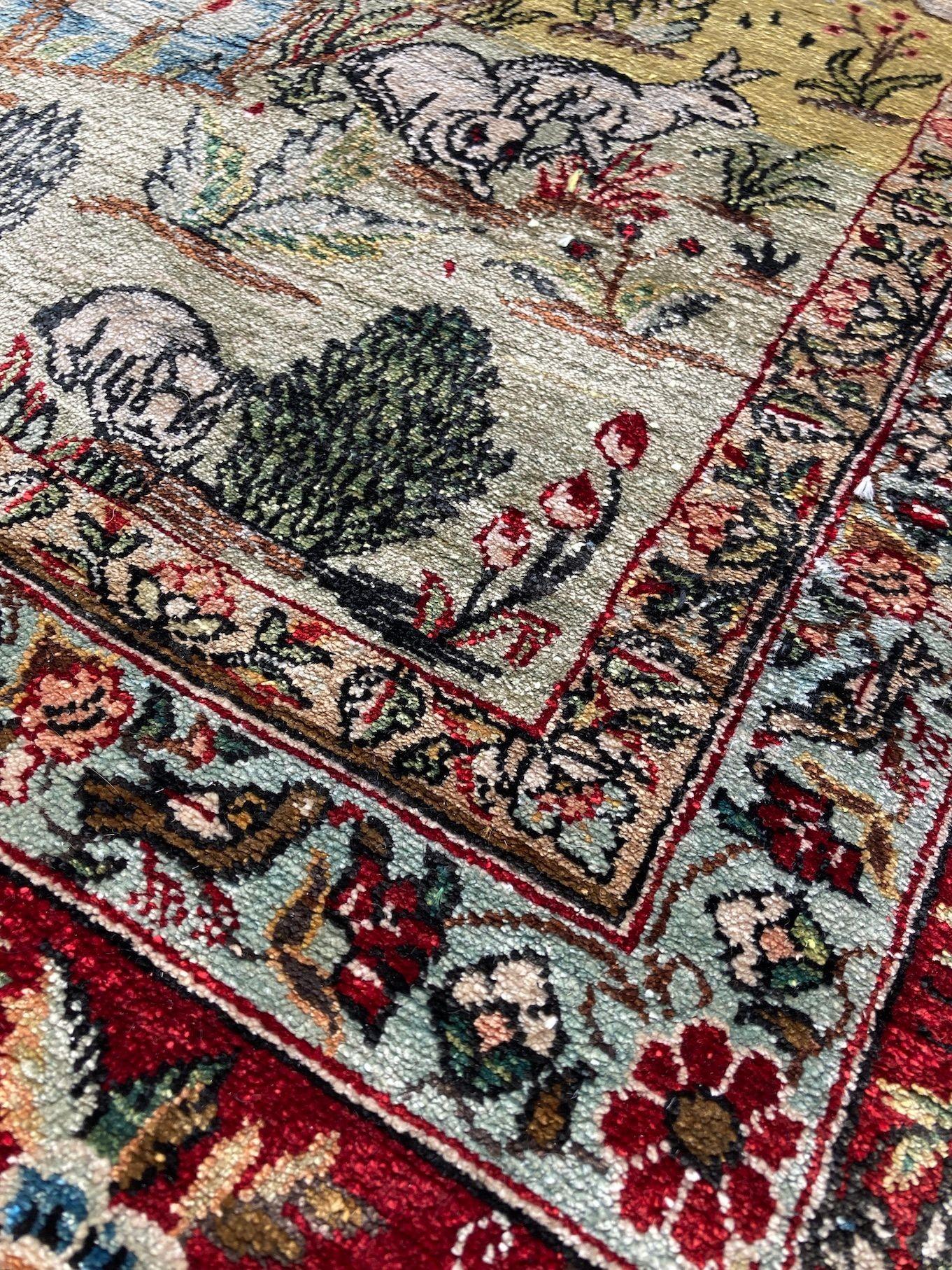 Vintage Seide Qum Teppich 2.03m x 1.44m im Angebot 5