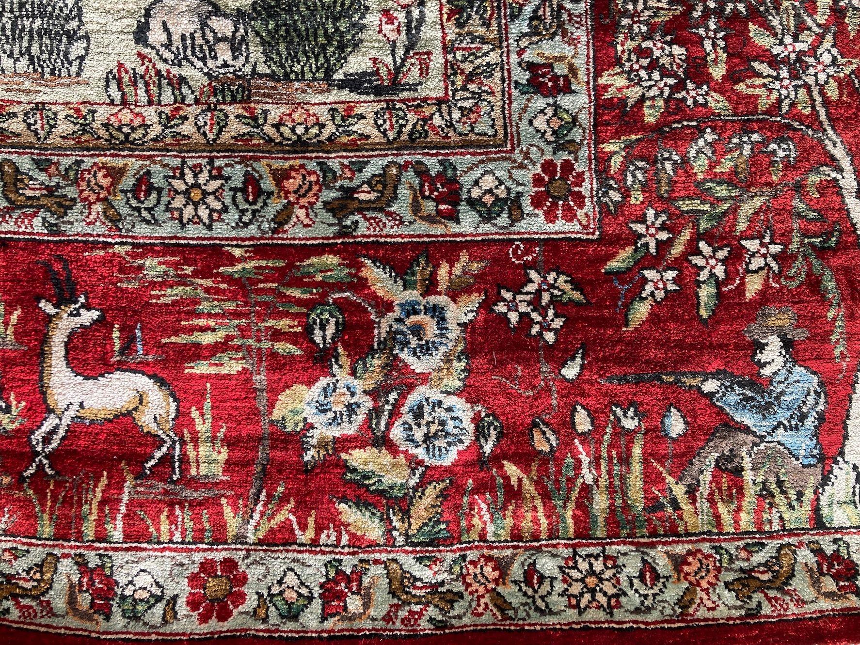 Vintage Seide Qum Teppich 2.03m x 1.44m im Angebot 12