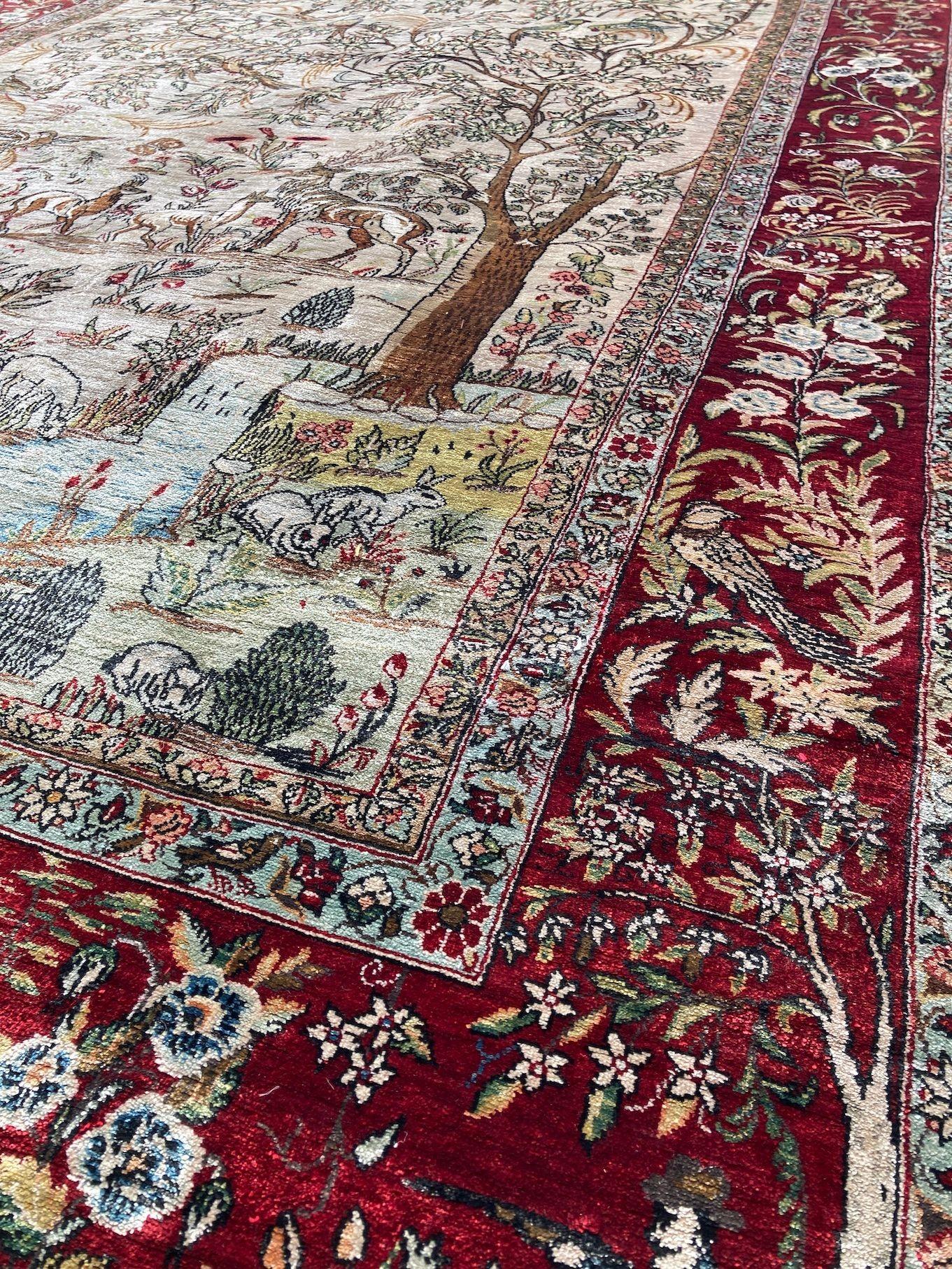 Vintage Seide Qum Teppich 2.03m x 1.44m im Angebot 4