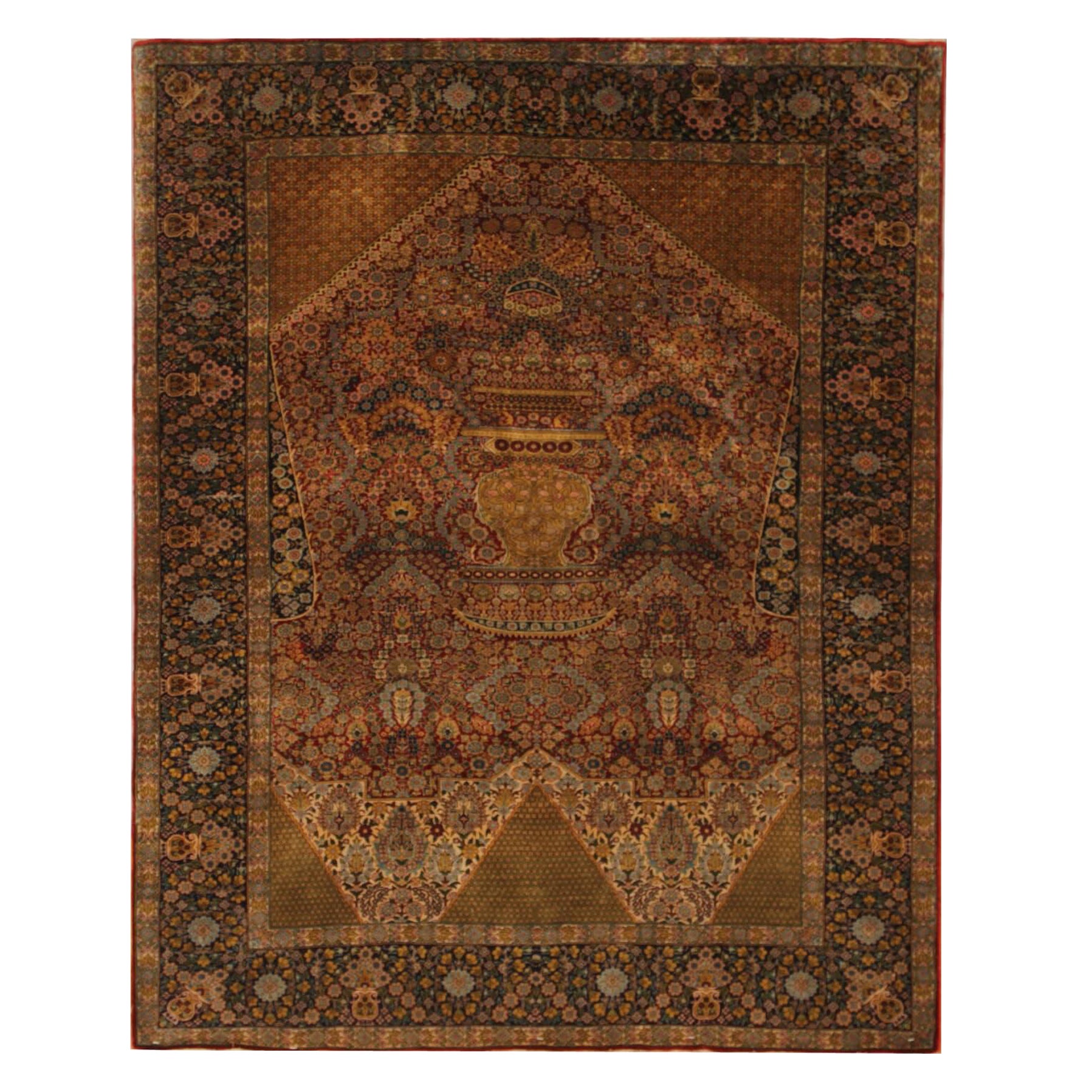 Vintage Seidenteppich, handgefertigter traditioneller türkischer Teppich, türkischer Qashqai-Teppich im Angebot