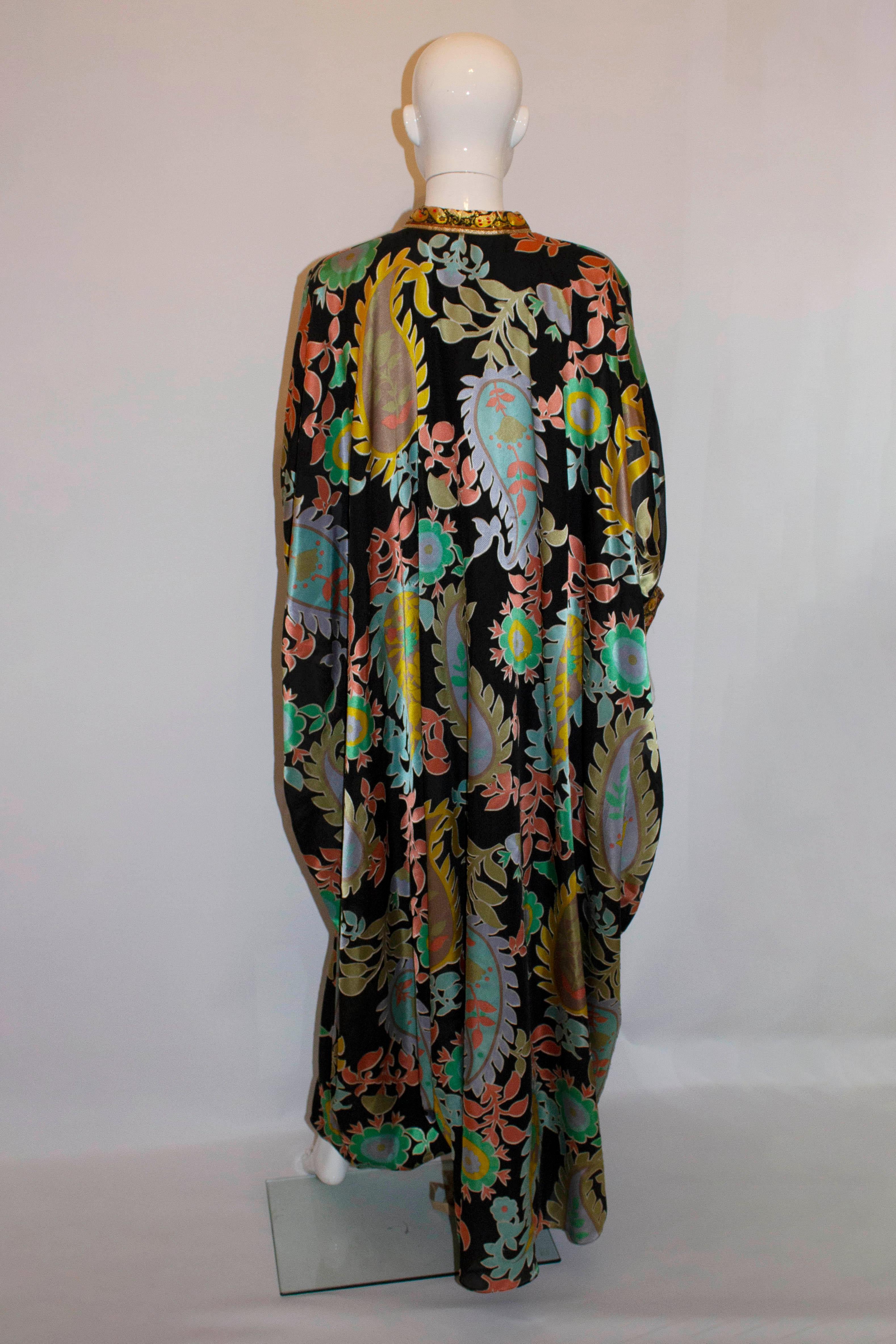 Black Vintage Silk  Kaftan by Sadie for I Magnin and Co