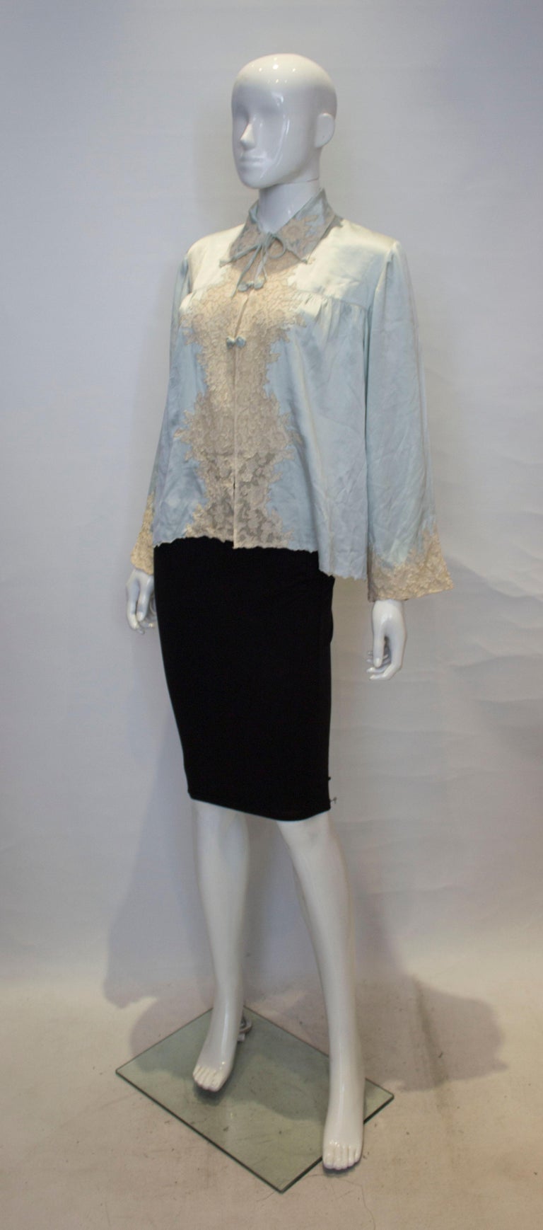 Vintage Silk Satin bed Jacket with Lace Detail at 1stDibs | silk bed ...