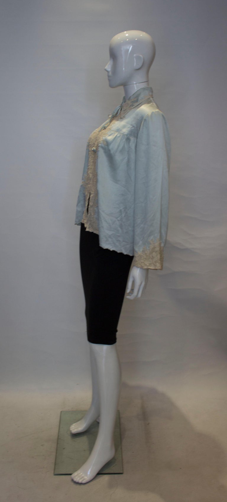 Vintage Silk Satin bed Jacket with Lace Detail at 1stDibs silk bed