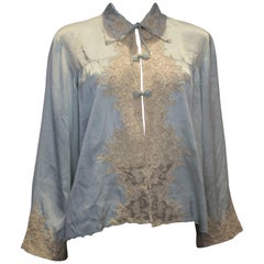 Antique  Silk Satin bed Jacket with Lace Detail