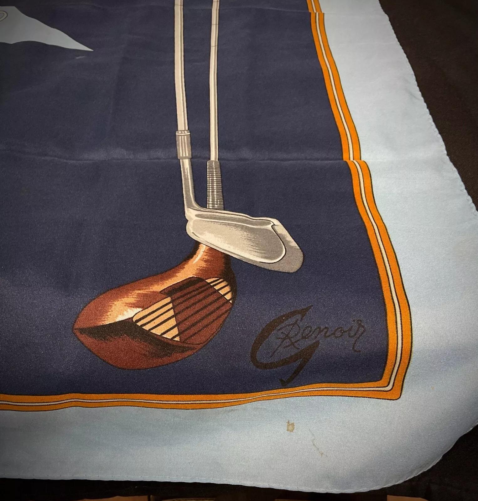 Vintage Silk Scarf by Auguste Renard – Golf Theme - 2Y454 For Sale 1