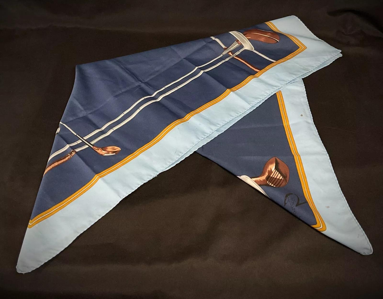 Vintage Silk Scarf by Auguste Renard – Golf Theme - 2Y454 For Sale 4
