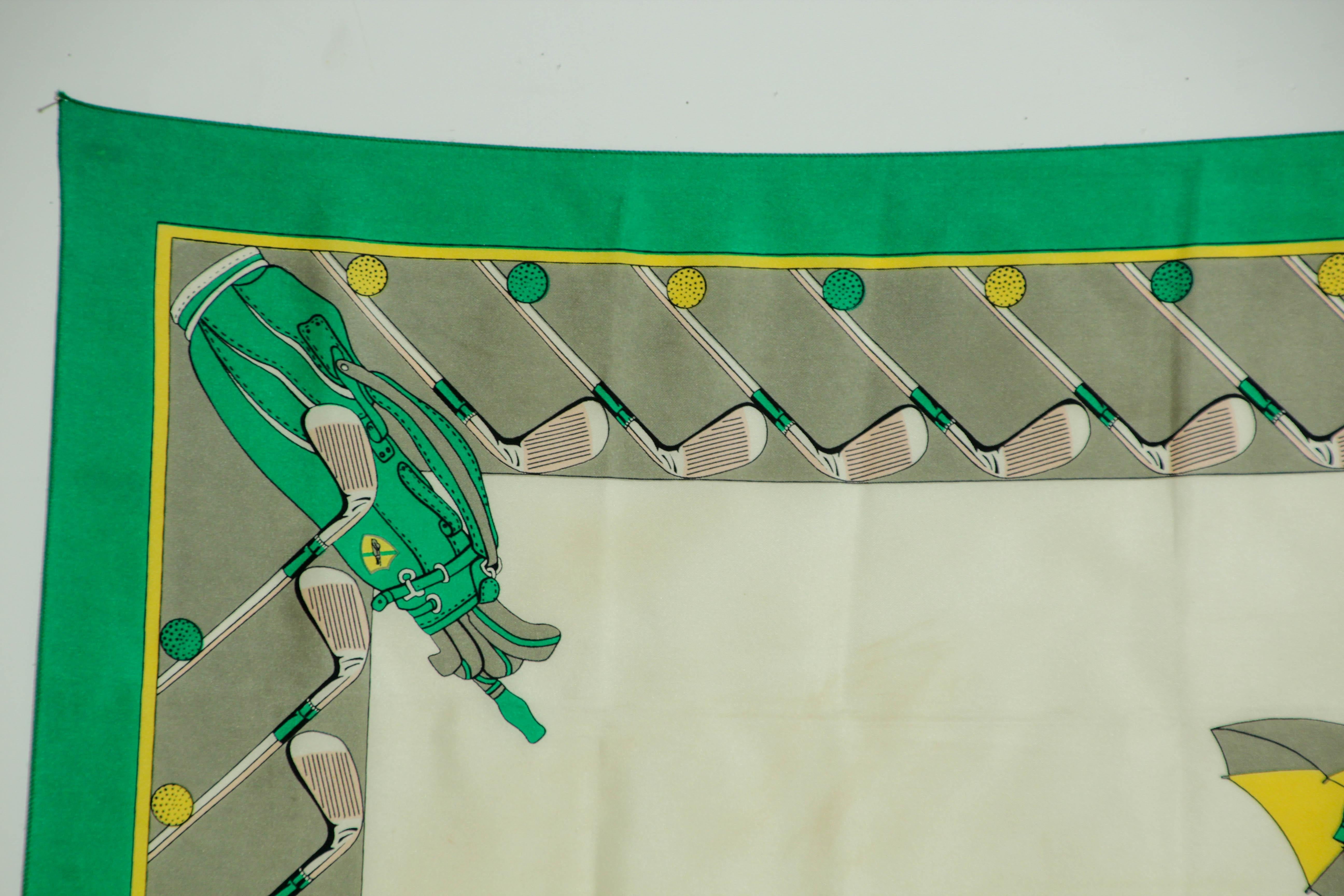 Vintage Silk Scarf by Golf and Green Concept Paris France with Golf Motifs 10