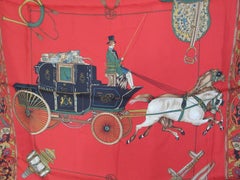 Vintage Silk Scarf Carriage with Horse