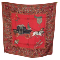 Vintage Silk Scarf Carriage with Horse