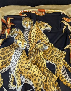 Vintage silk scarf, Cheetah print, Salvatore Ferragamo
