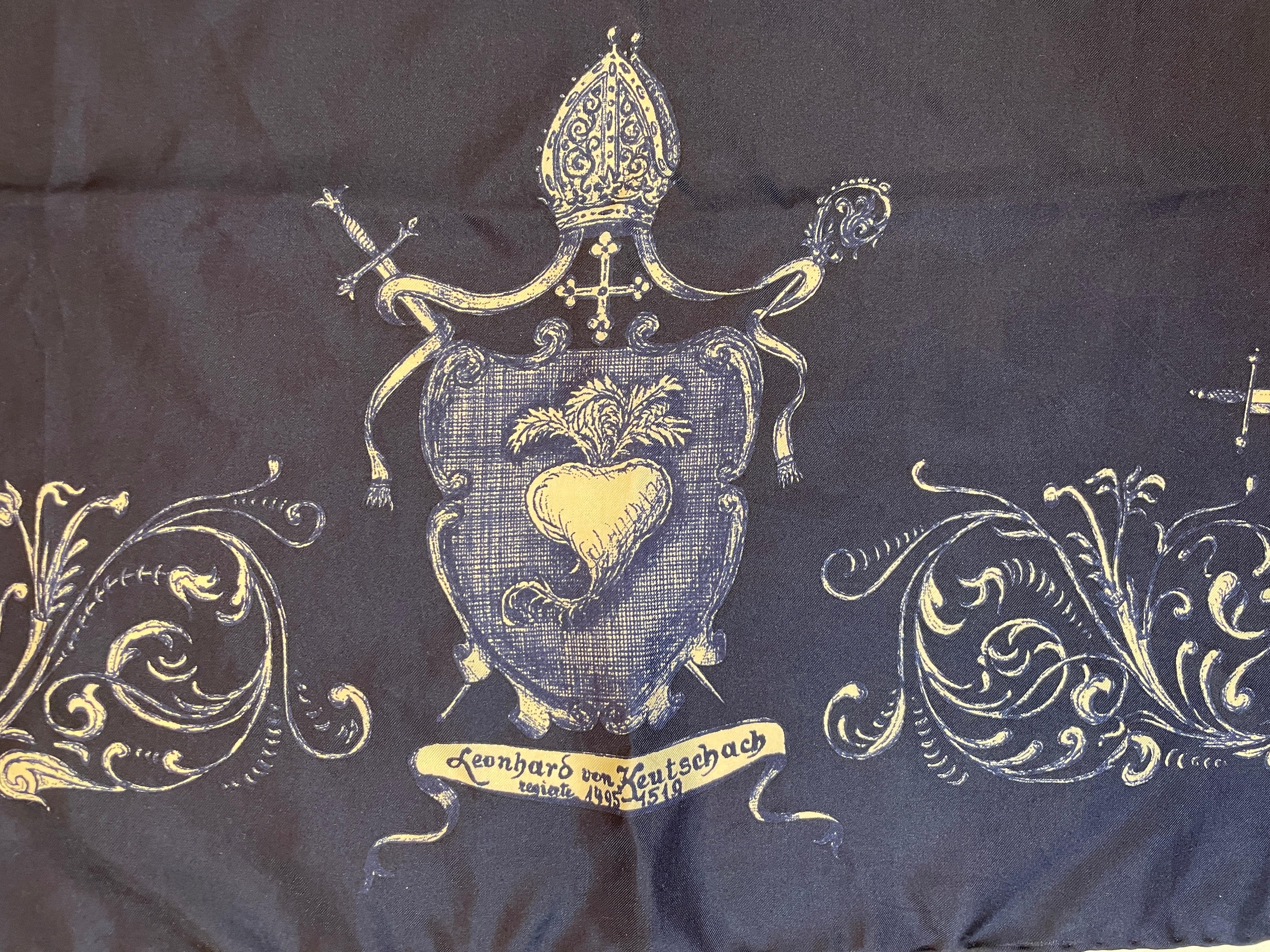 Vintage Silk Scarf of The Prince Archbishops of Salzburg with Coat Of Arms For Sale 12