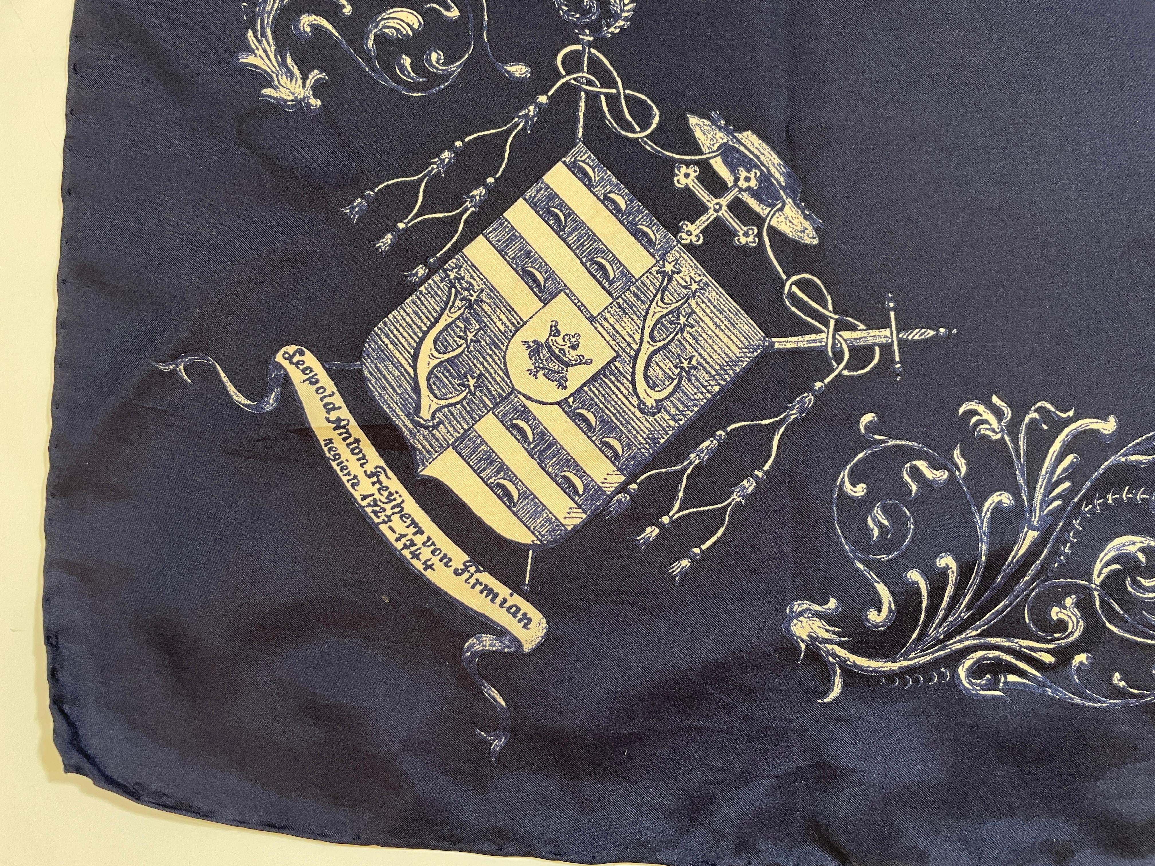 Vintage Silk Scarf of The Prince Archbishops of Salzburg with Coat Of Arms In Good Condition For Sale In North Hollywood, CA