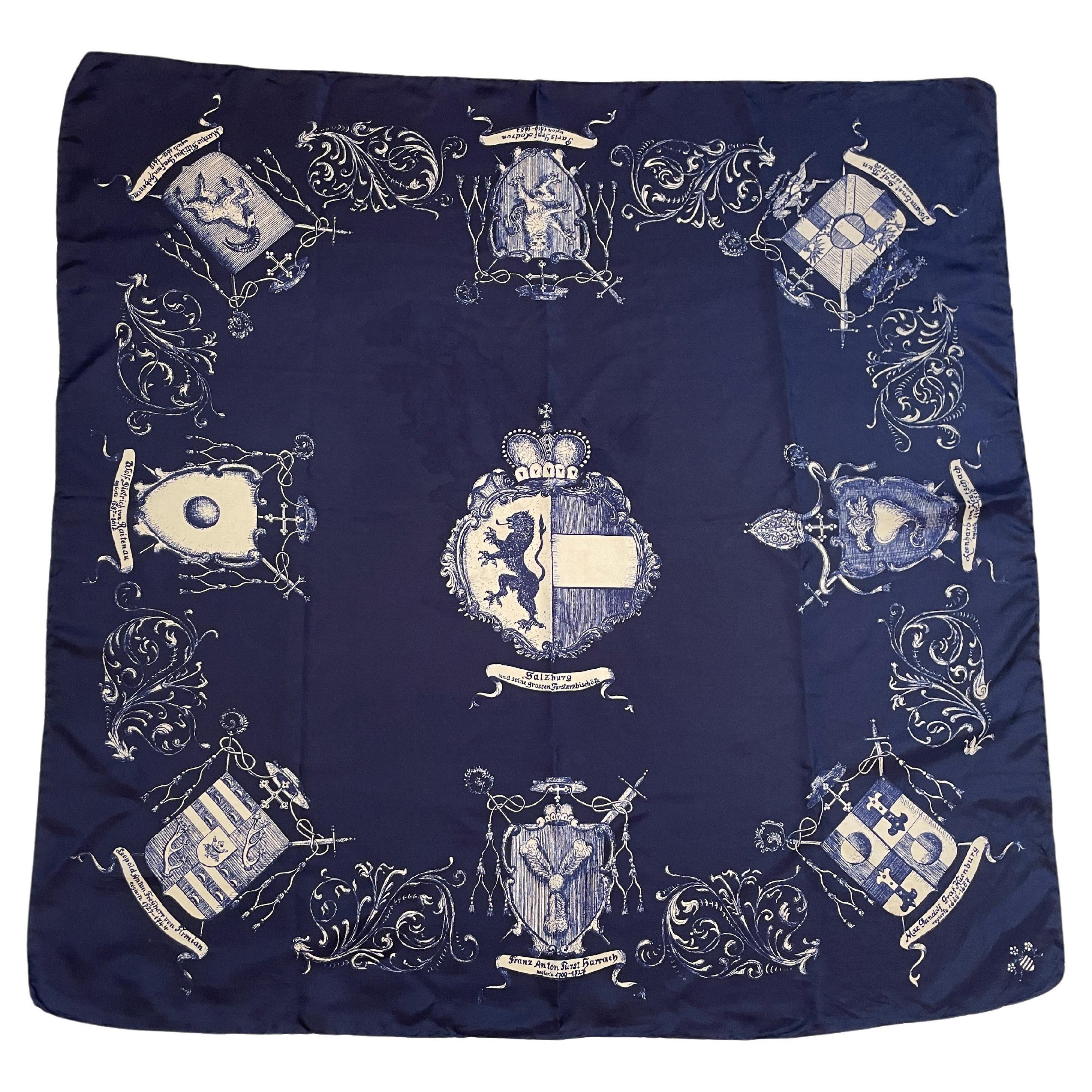 Vintage Silk Scarf of The Prince Archbishops of Salzburg with Coat Of Arms For Sale