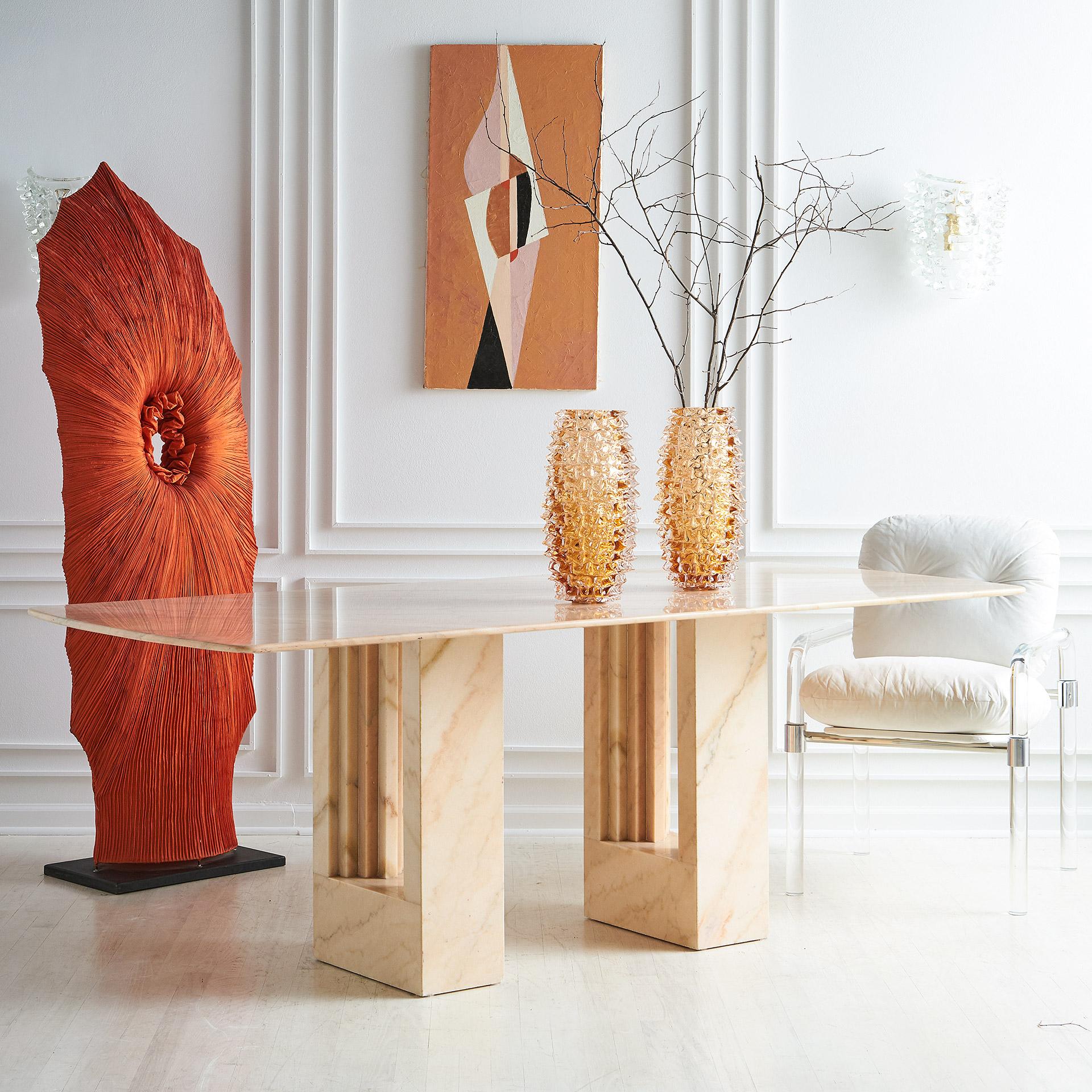 Organic Floor Sculpture in Coral Silk  6