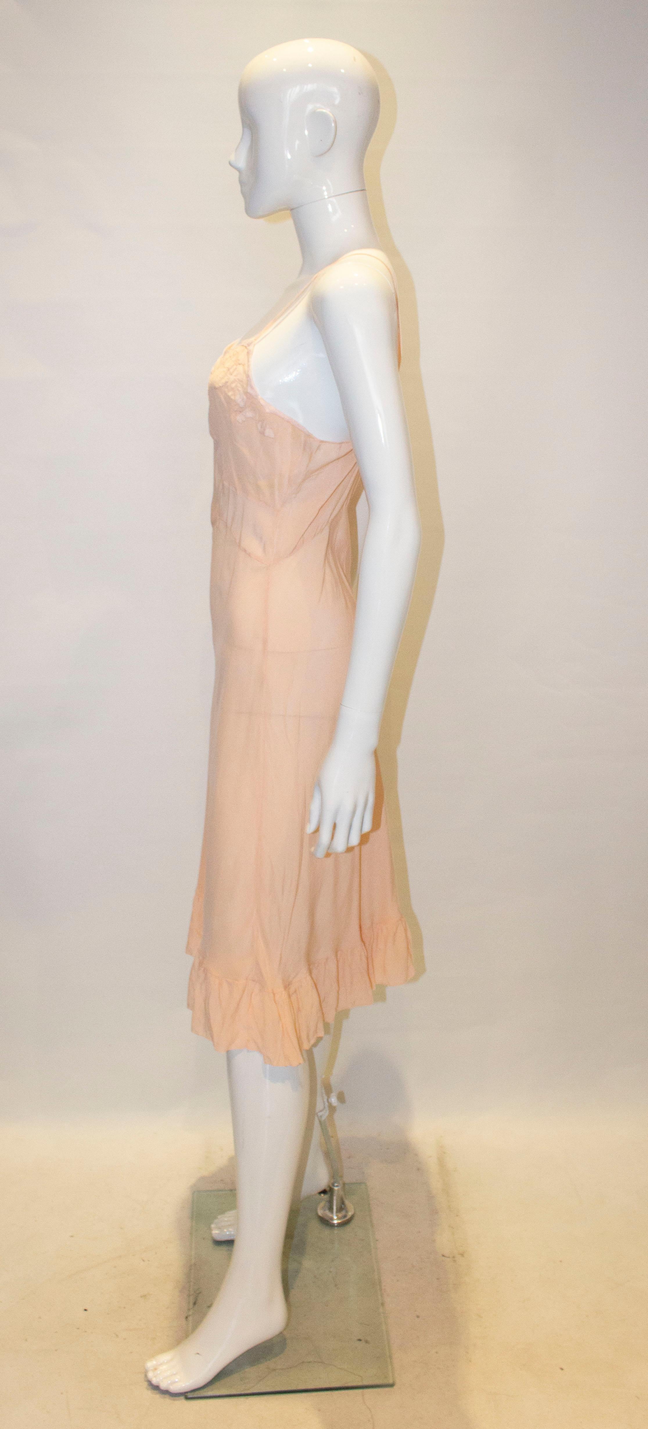Beige Vintage Silk Slip Dress