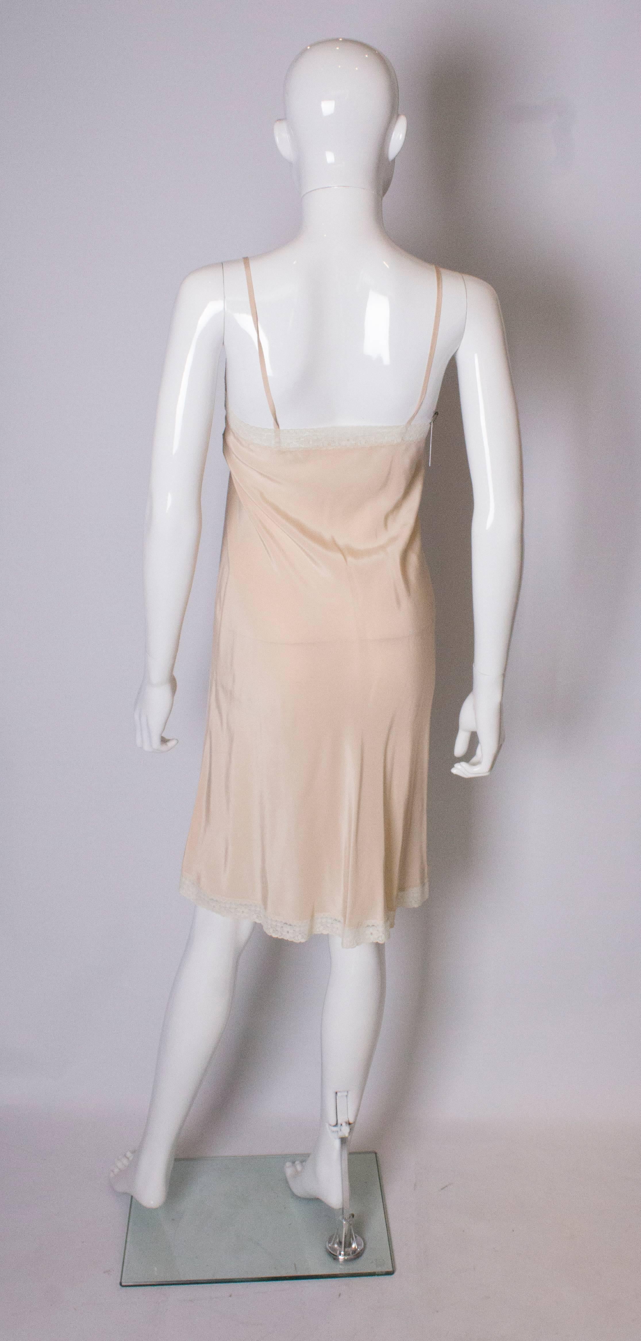 Beige Vintage Silk Slip For Sale