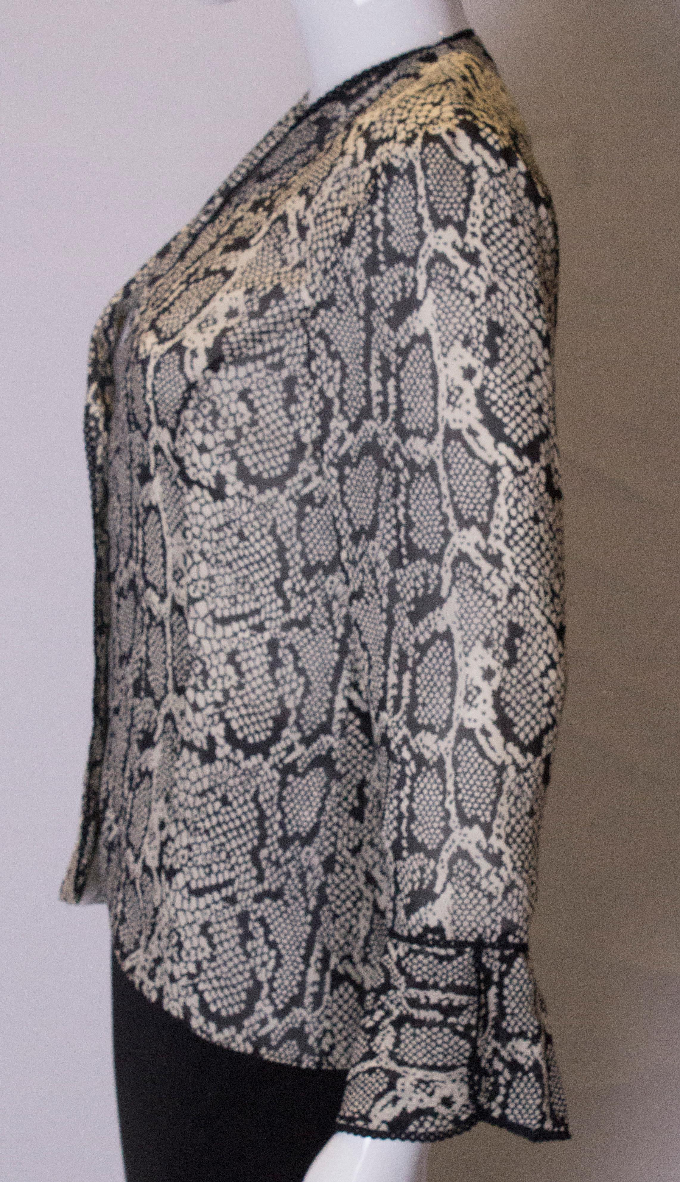 Vintage Silk Snakeskin print Jacket /top For Sale 1