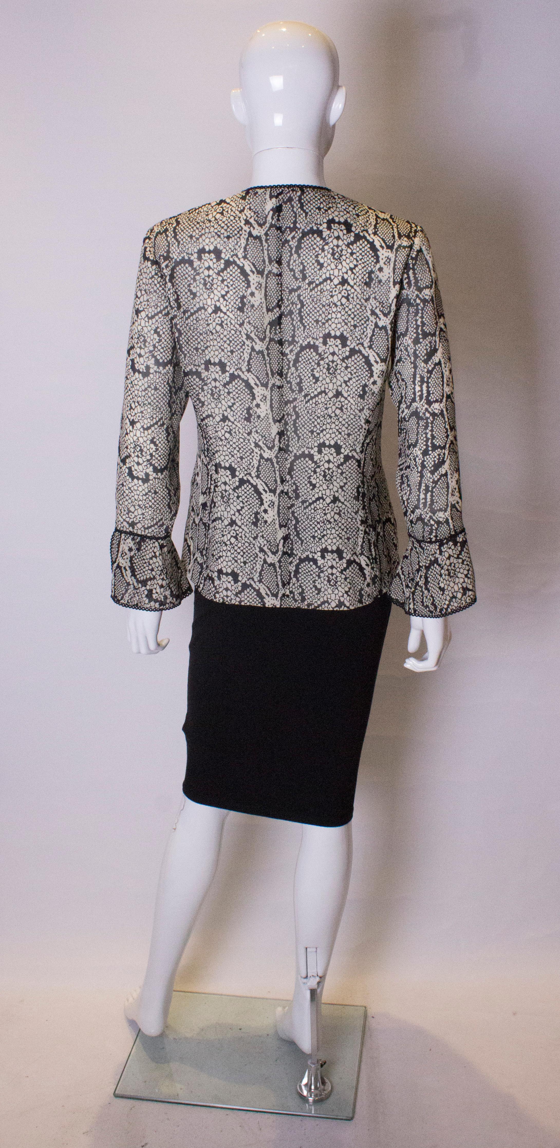 Vintage Silk Snakeskin print Jacket /top For Sale 2