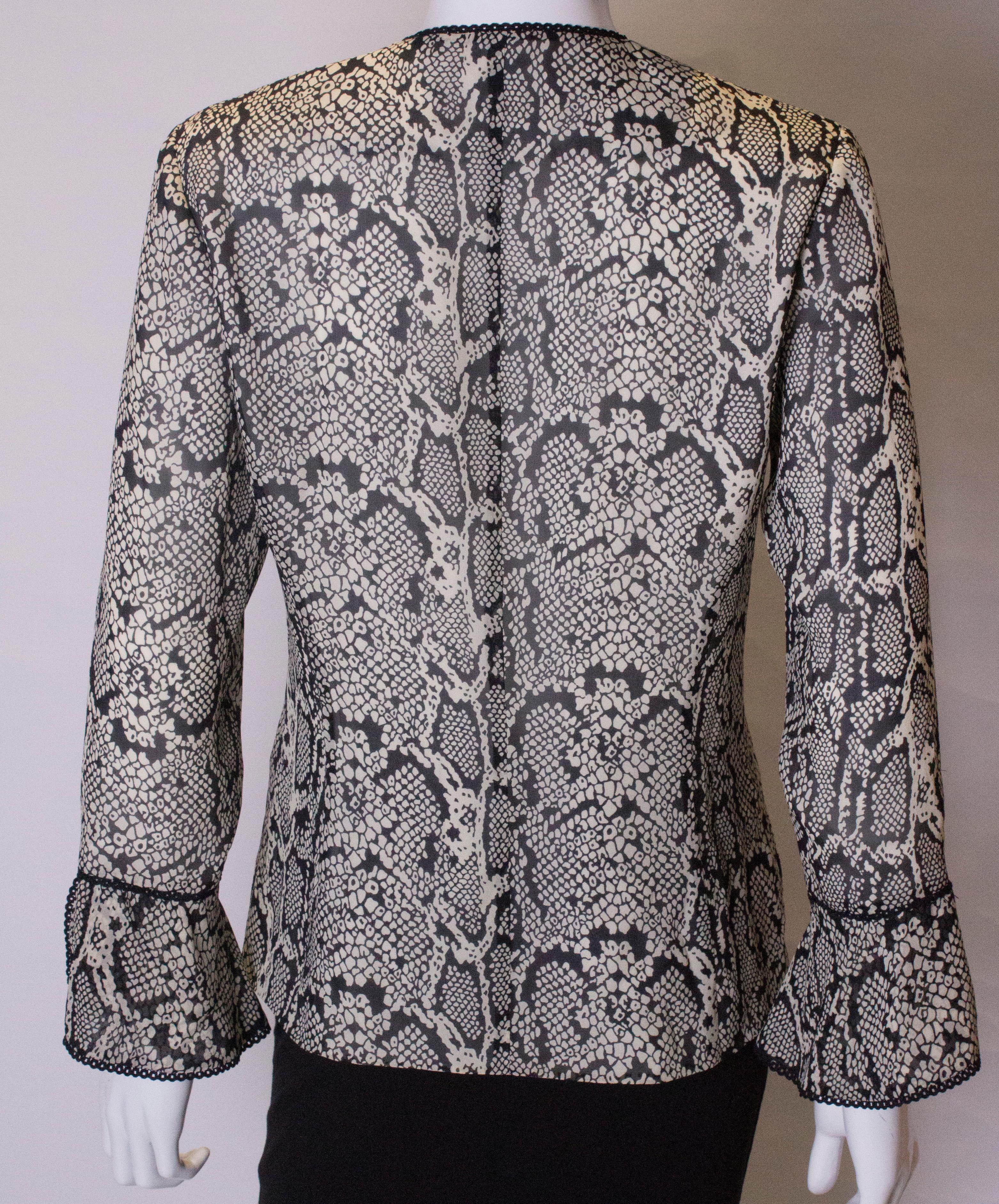 Vintage Silk Snakeskin print Jacket /top For Sale 3