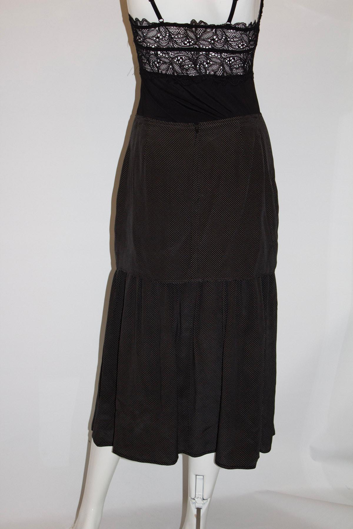 Black Vintage Silk Spot Skirt by Genny For Sale