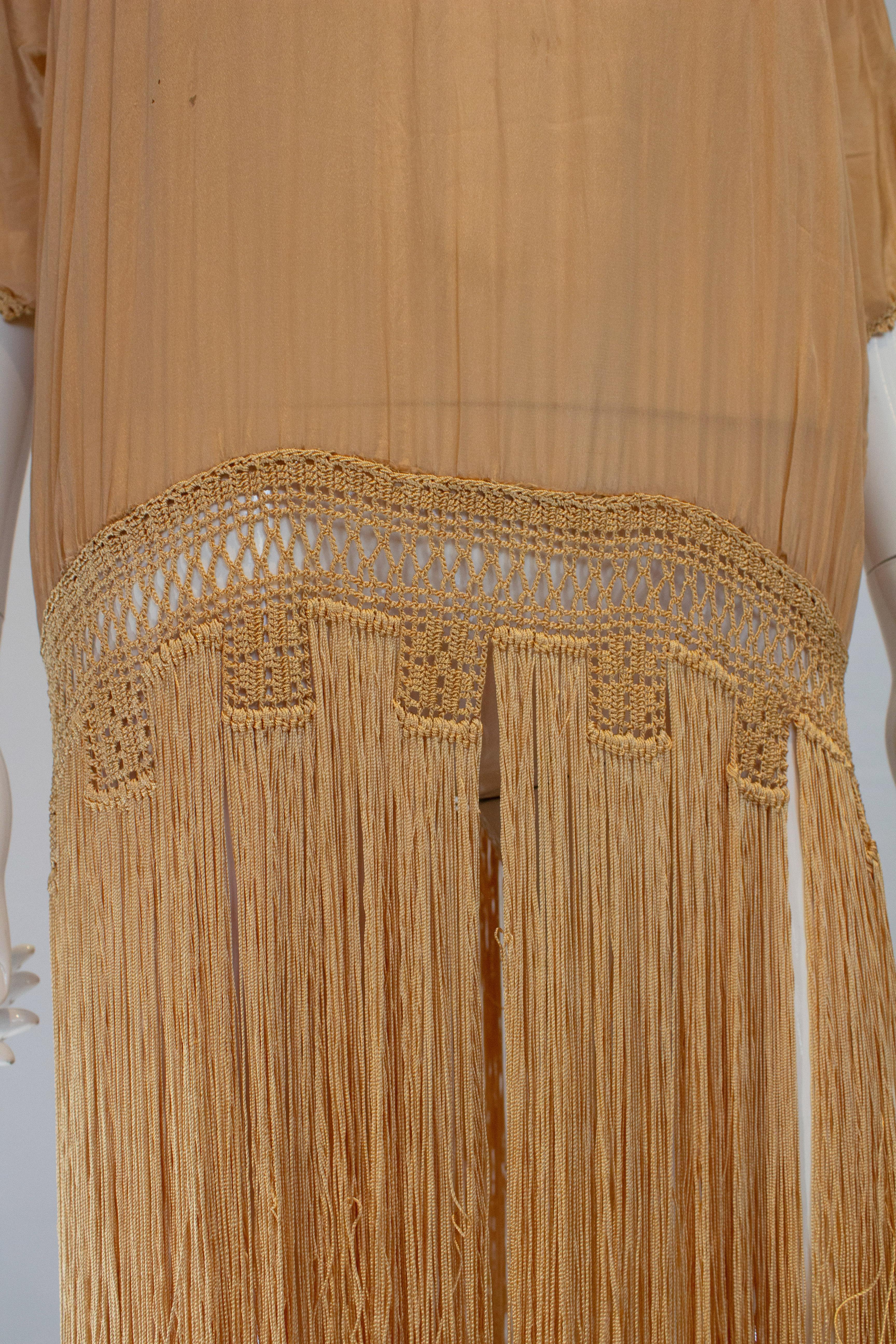 Vintage Silk Top with Fringe Detail In Fair Condition In London, GB