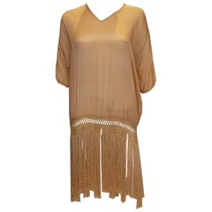 Top en soie vintage avec franges