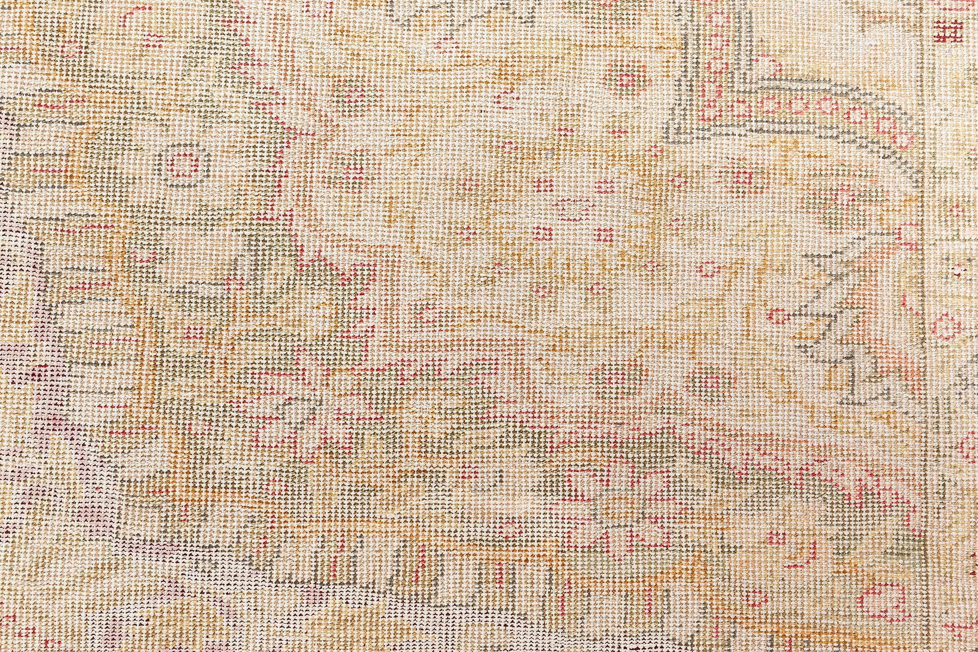 Doris Leslie Blau Vintage Silk Turkish Botanic Beige Carpet For Sale 1