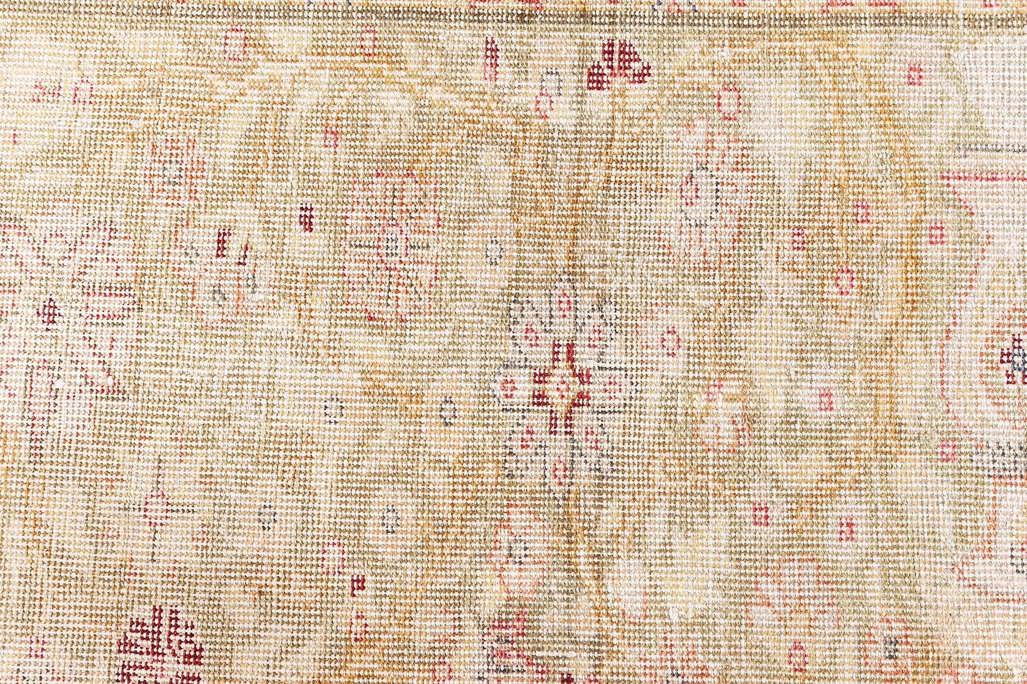 Doris Leslie Blau Vintage Silk Turkish Botanic Beige Carpet For Sale 2