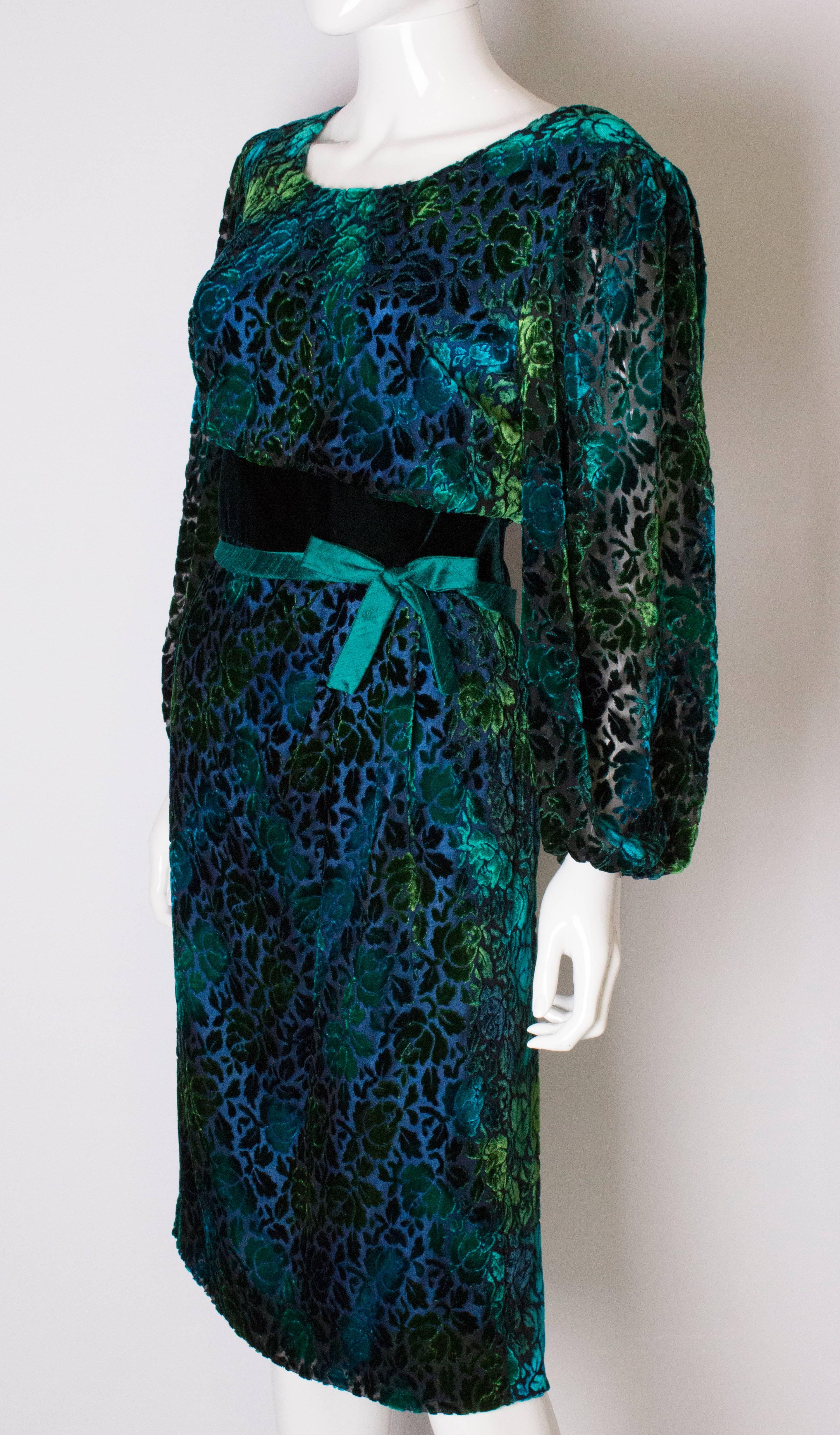 Vintage Silk Velvet Donald Campbell Dress In Good Condition For Sale In London, GB