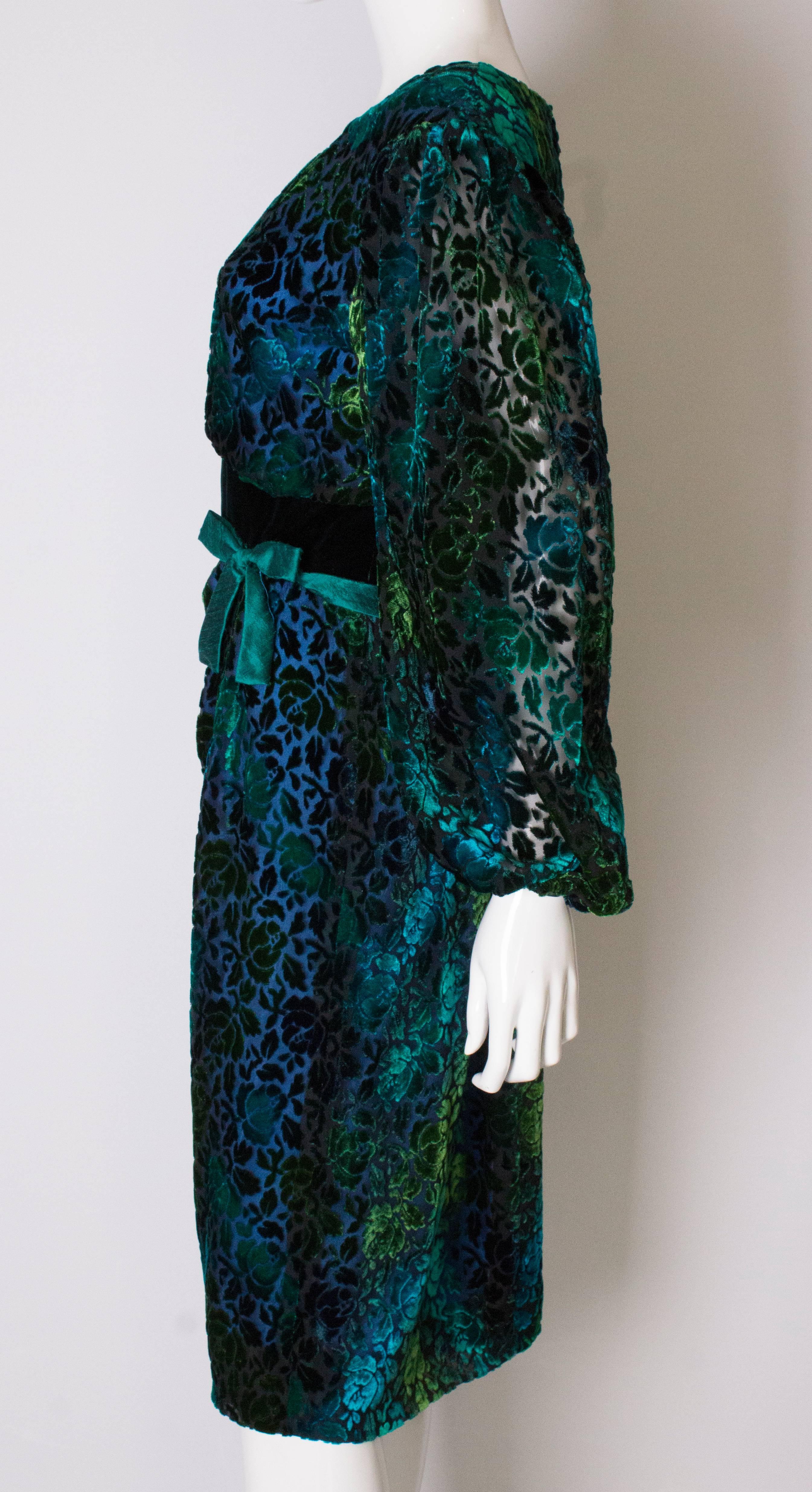 Vintage Silk Velvet Donald Campbell Dress For Sale 1