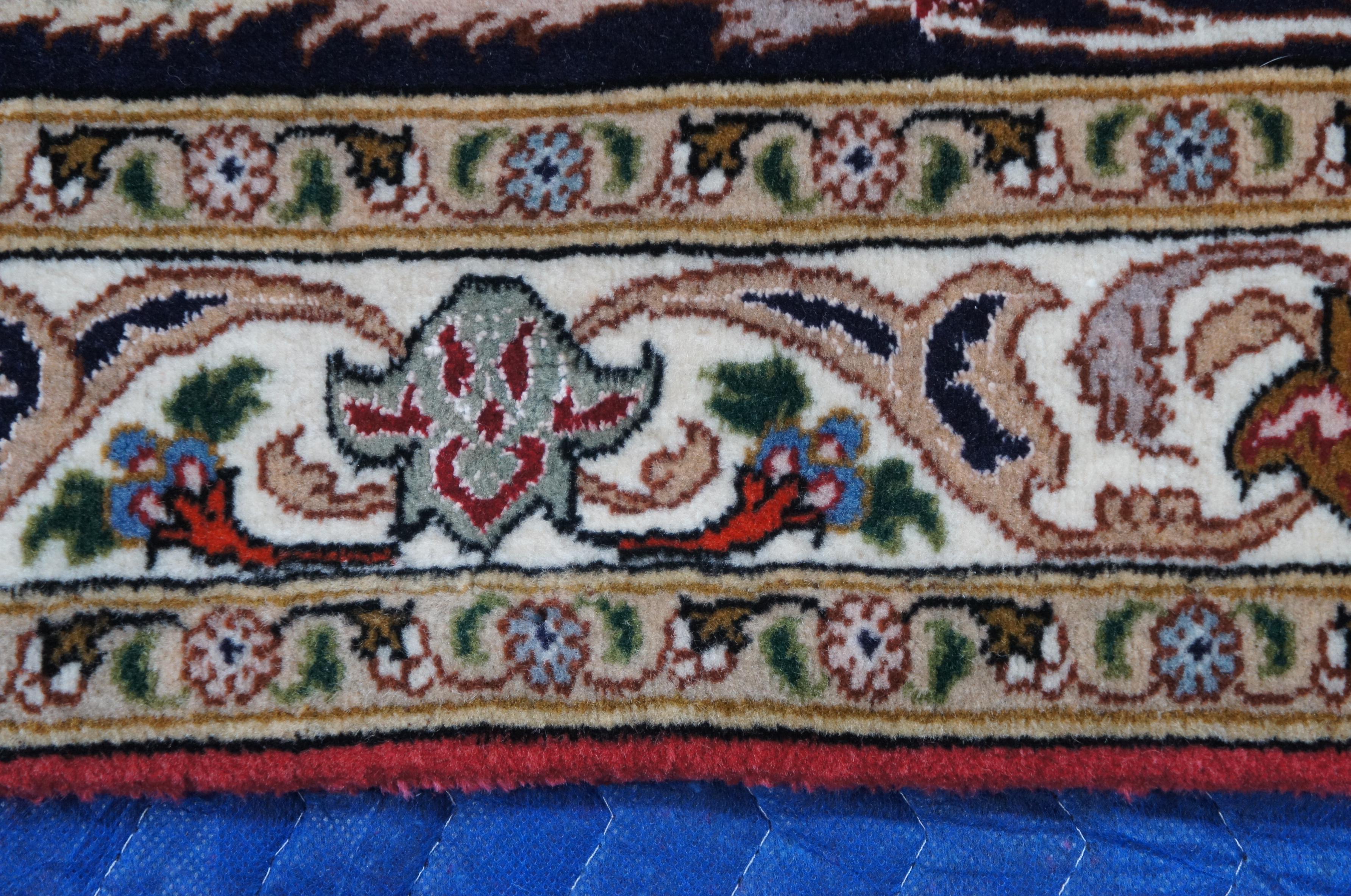 Vintage Silk Wool Floral All Over Persian Tabriz Area Rug Carpet Birds 10' x 13' For Sale 5