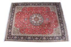 Vintage Silk Wool Floral All Over Persian Tabriz Area Rug Carpet Birds 10' x 13'