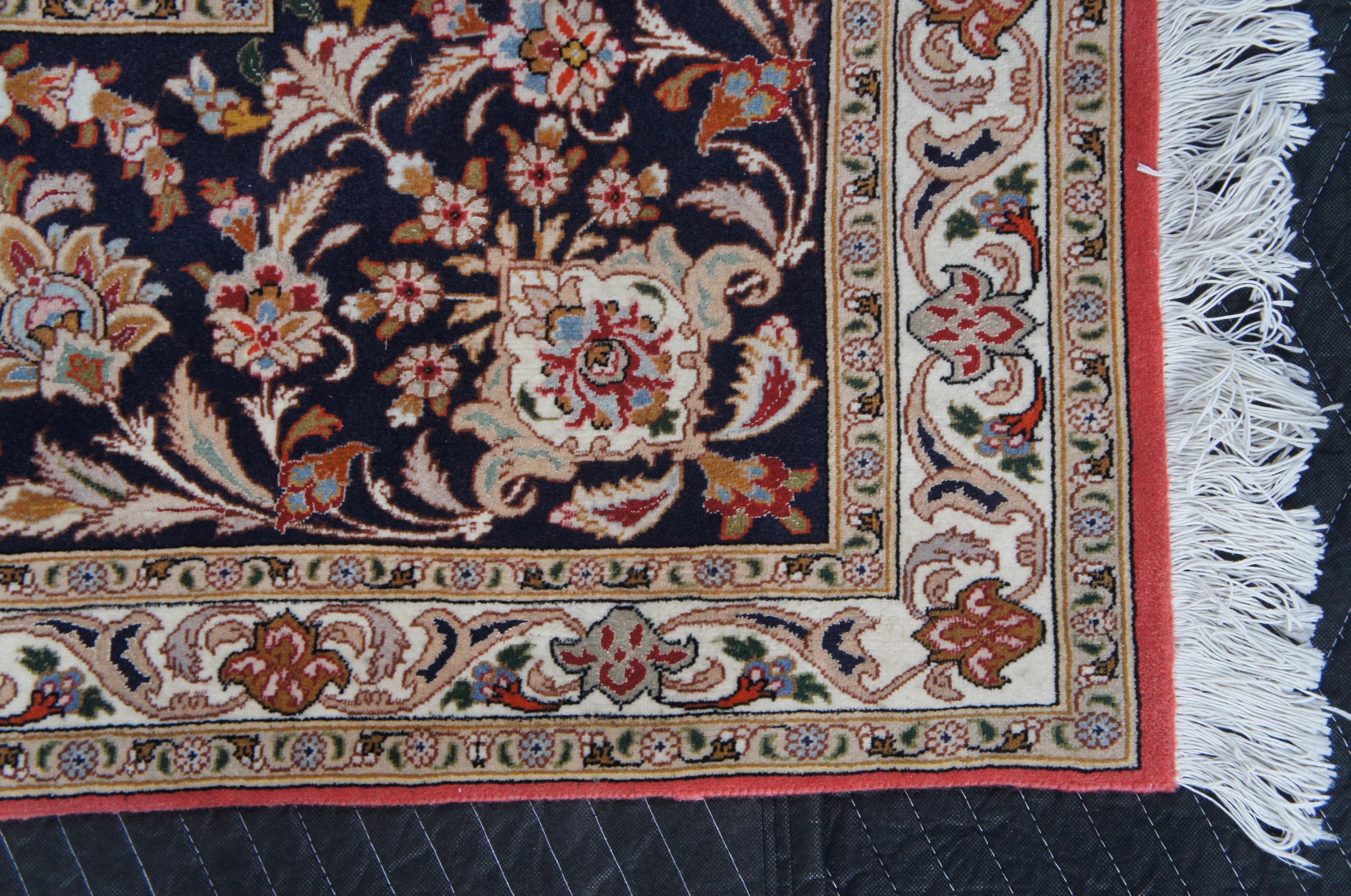 Vintage Silk Wool Floral All Over Persian Tabriz Area Rug Carpet Birds 10' x 13' For Sale 2