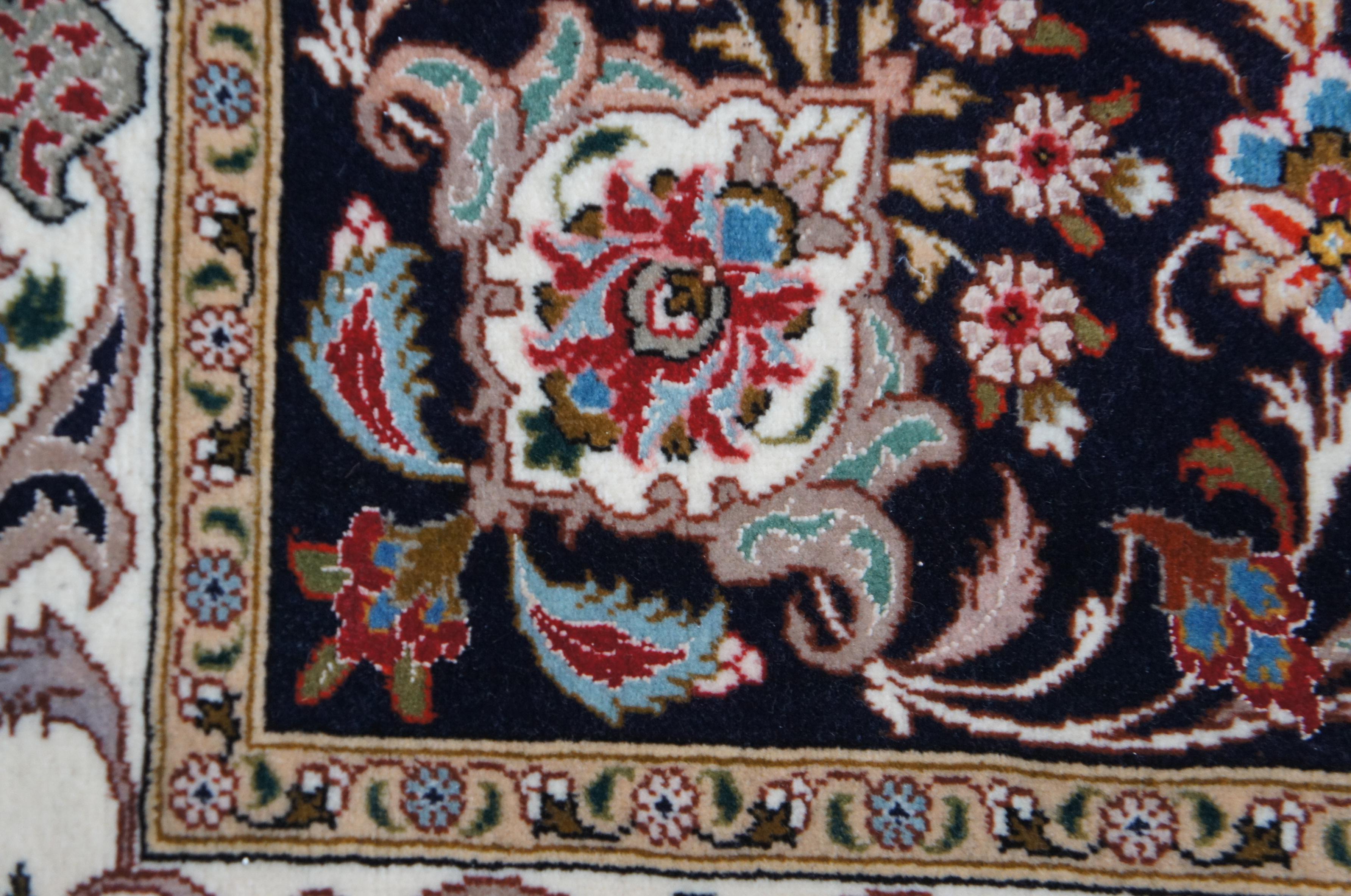 Vintage Silk Wool Floral All Over Persian Tabriz Area Rug Carpet Birds 10' x 13' For Sale 4