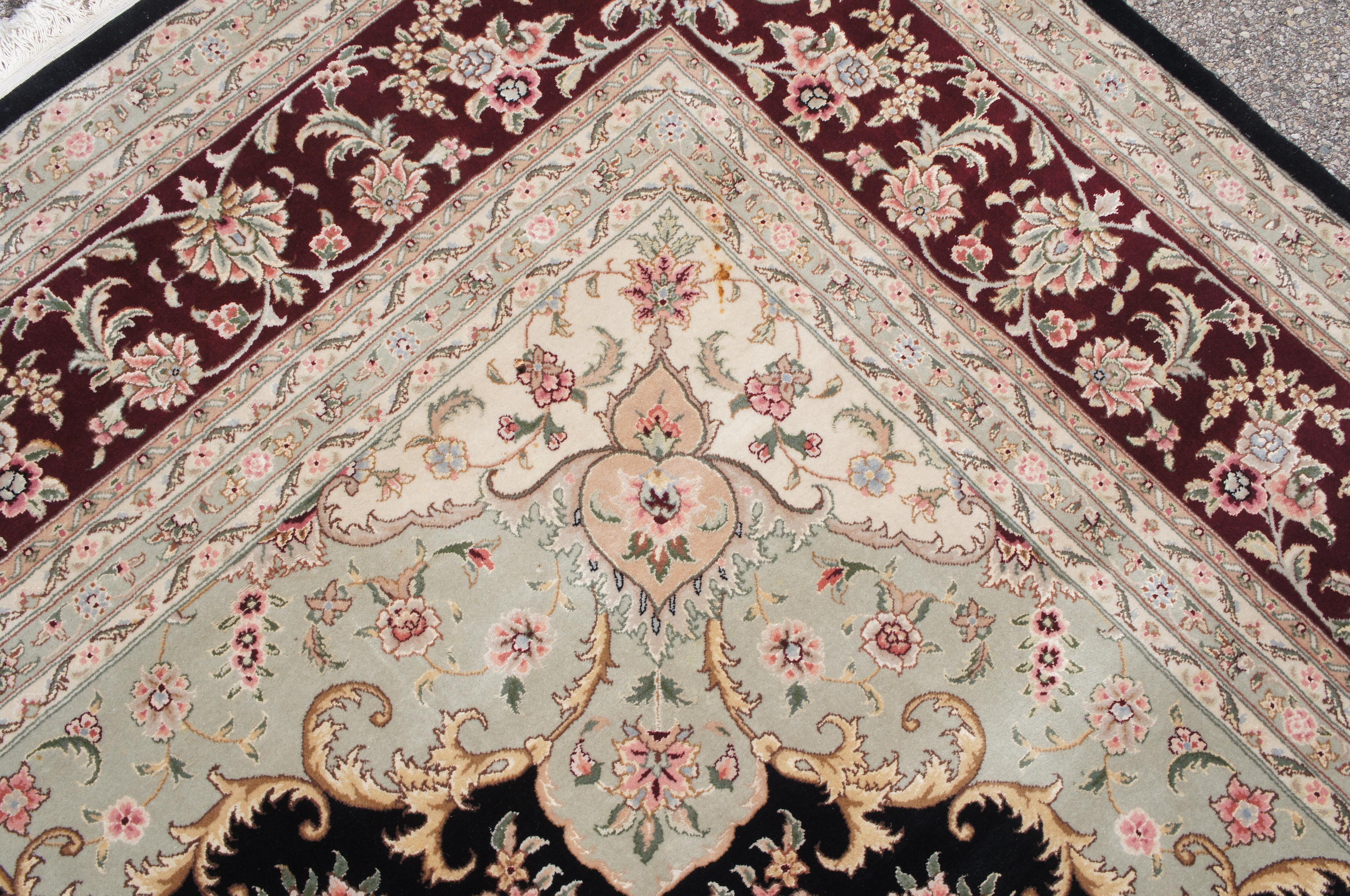 Vintage Silk and Wool Sino Persian Floral Medallion Palace Area Rug 16' For Sale 3
