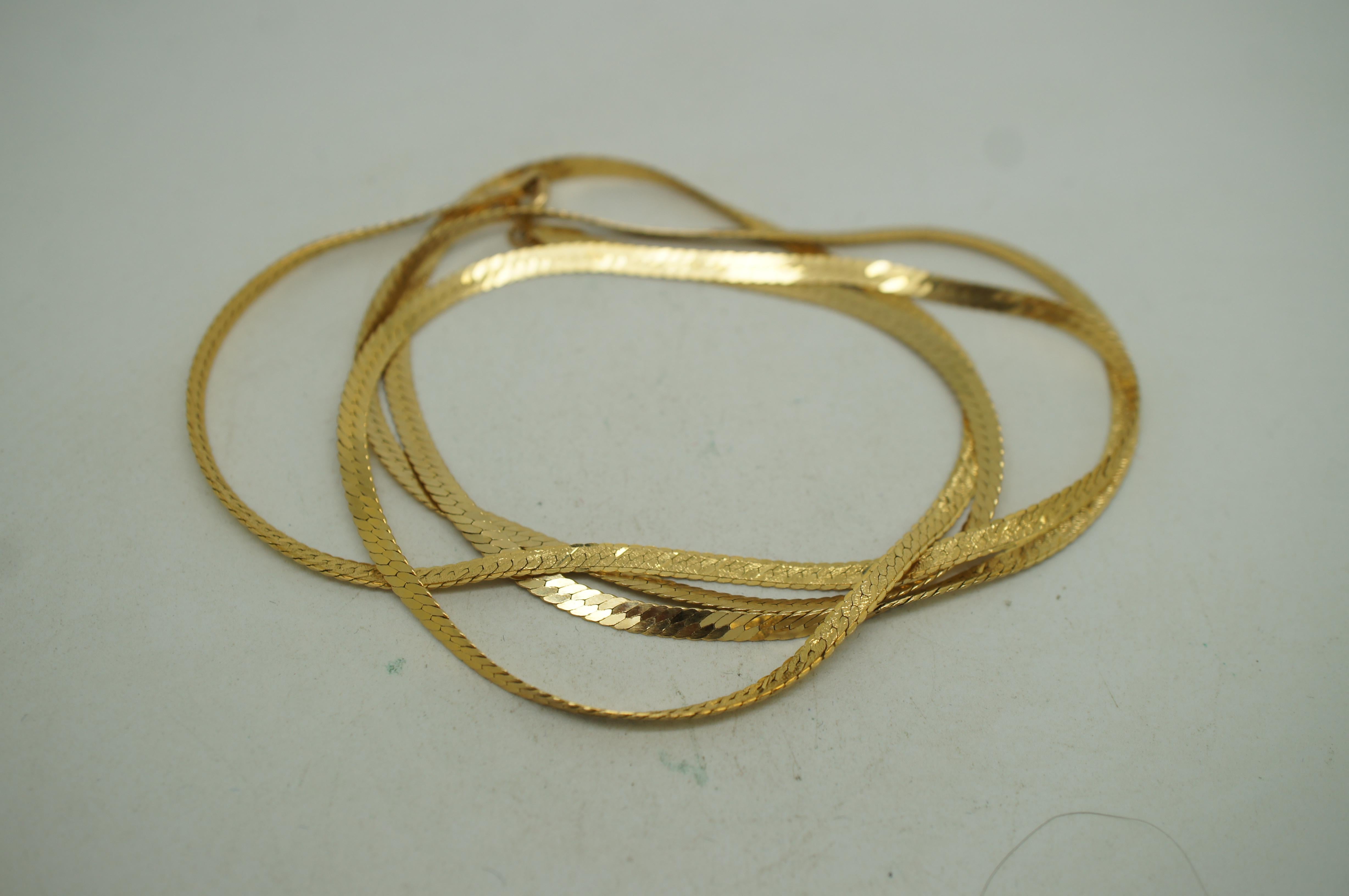 Vintage Silmar Italy 14k Yellow Gold Herringbone Flat Chain Necklace 8g  6