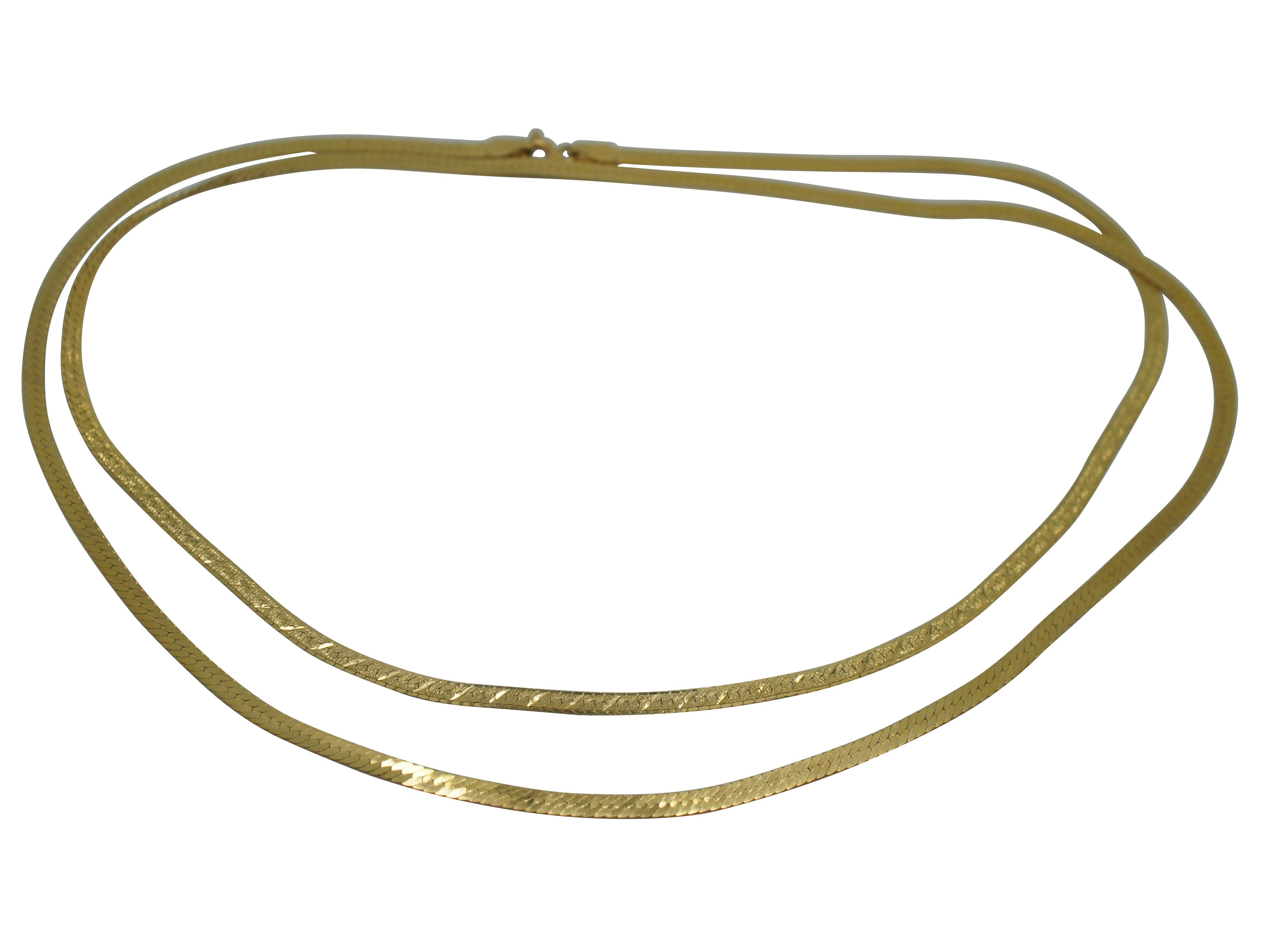 Modern Vintage Silmar Italy 14k Yellow Gold Herringbone Flat Chain Necklace 8g 