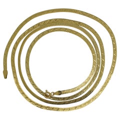 Vintage Silmar Italy 14k Yellow Gold Herringbone Flat Chain Necklace 8g 