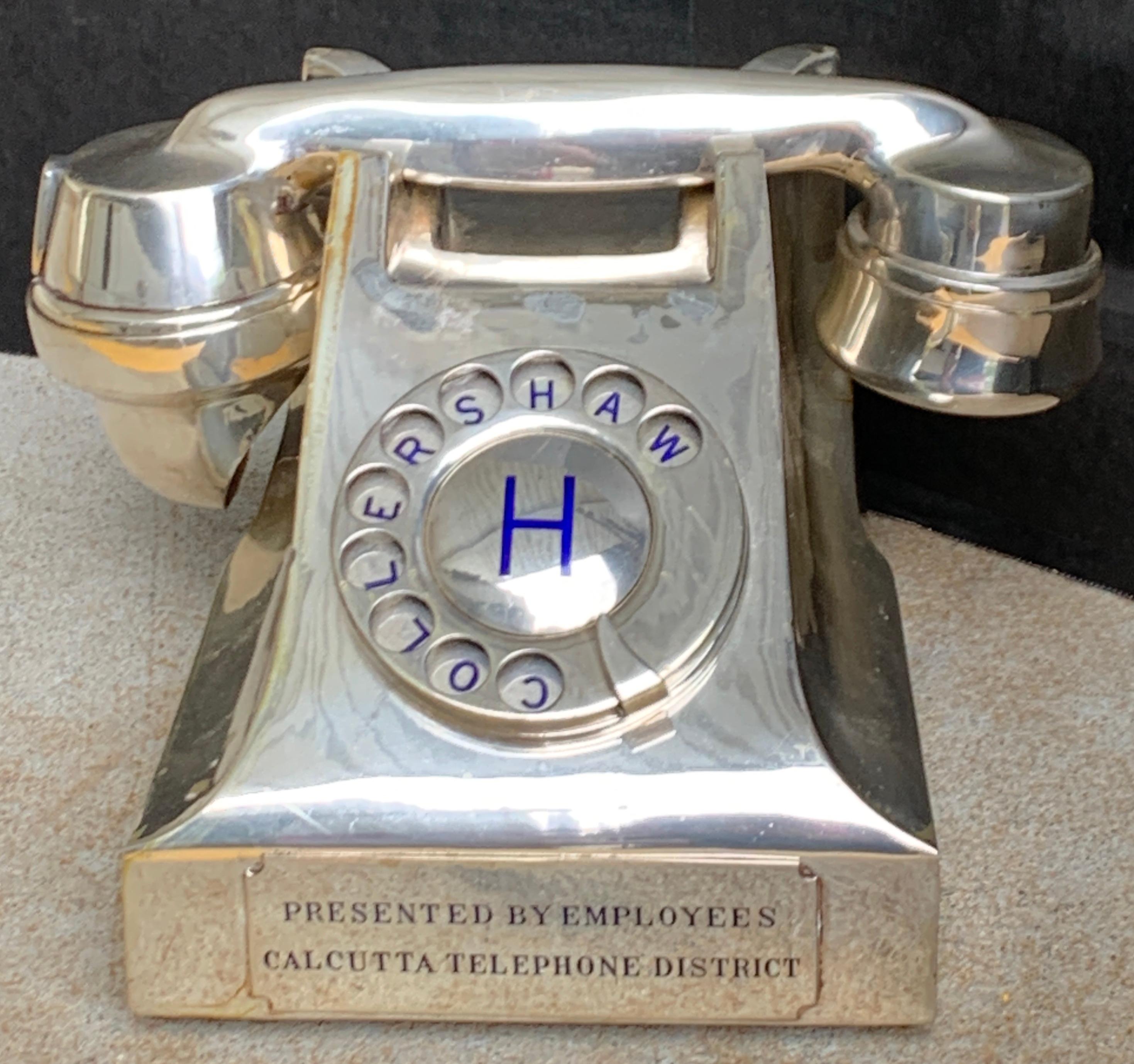 Vintage Silver Plated Presentation Intercom Telephone For Sale 5