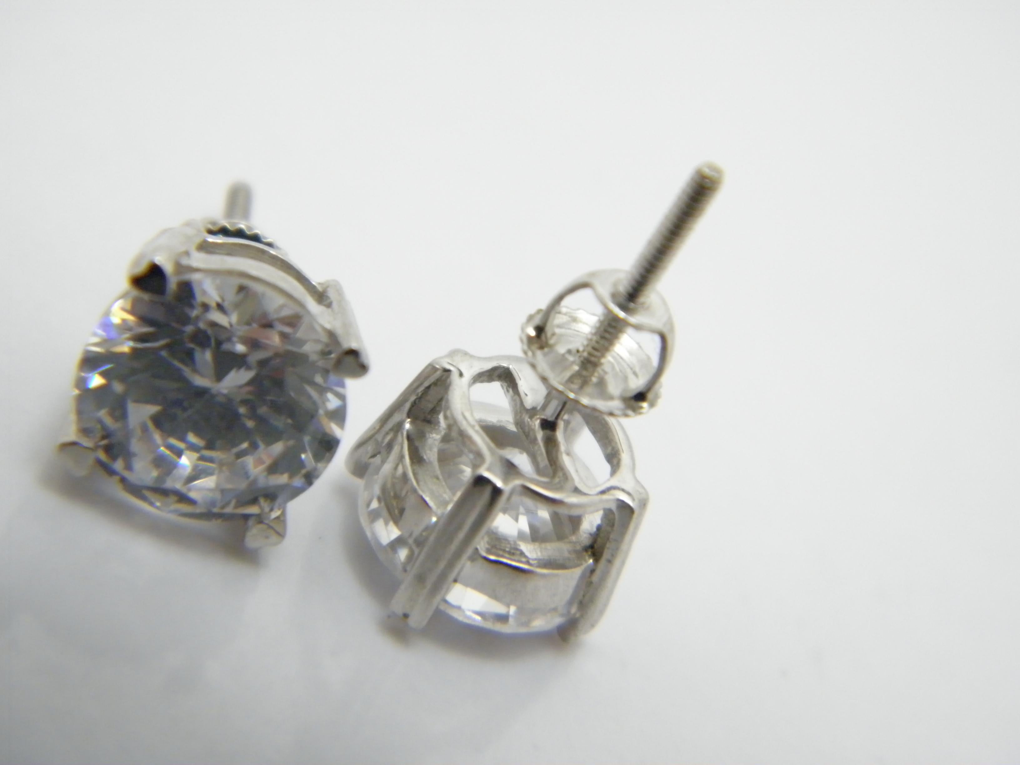 Vintage Silver 3.5 Carat Diamond Paste HUGE Screw Back Stud Earrings 925 Purity For Sale 3