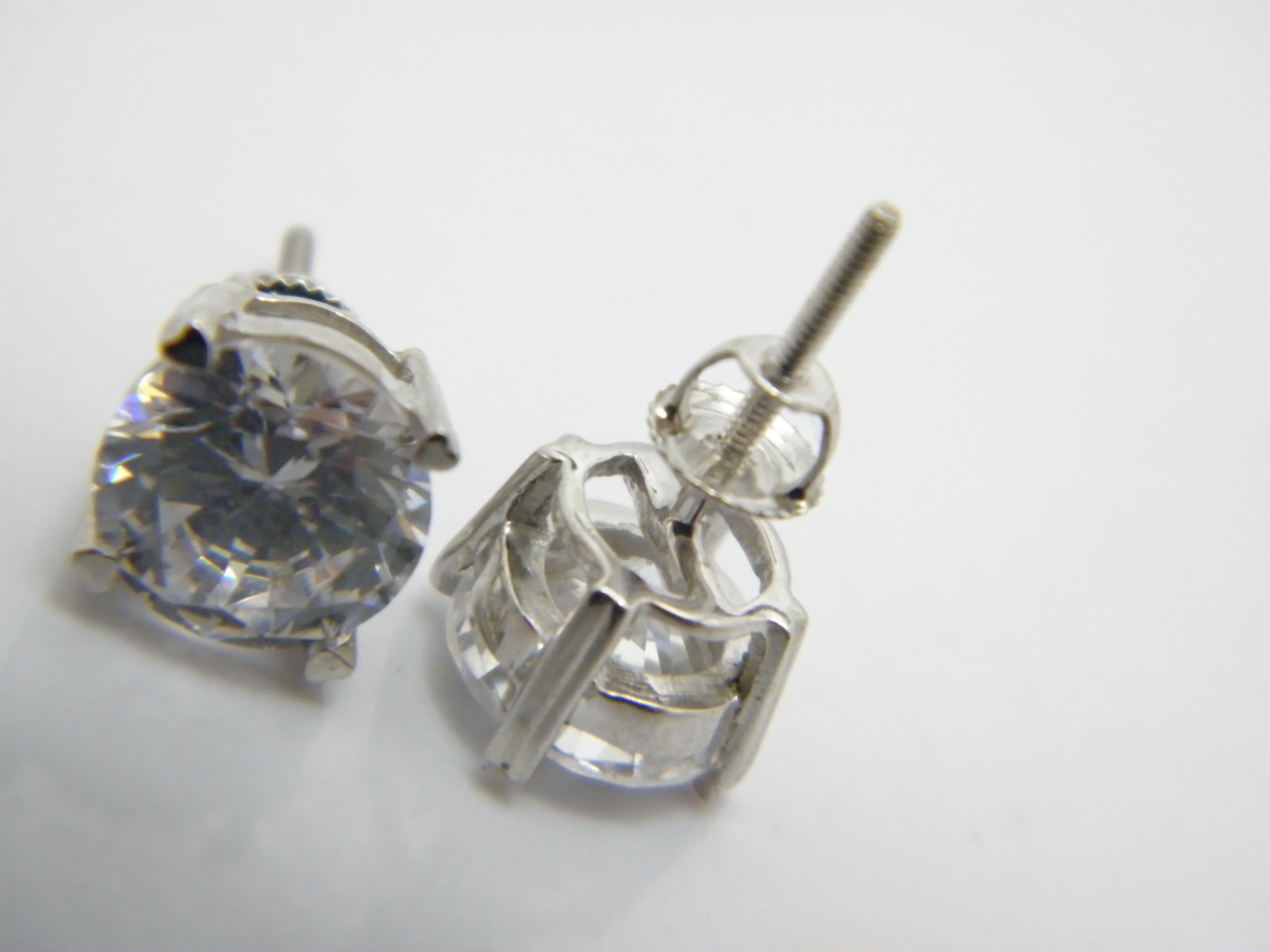 Vintage Silber 3,5 Karat Diamant Paste HUGE Schraubverschluss Ohrstecker 925 Reinheit im Angebot 4