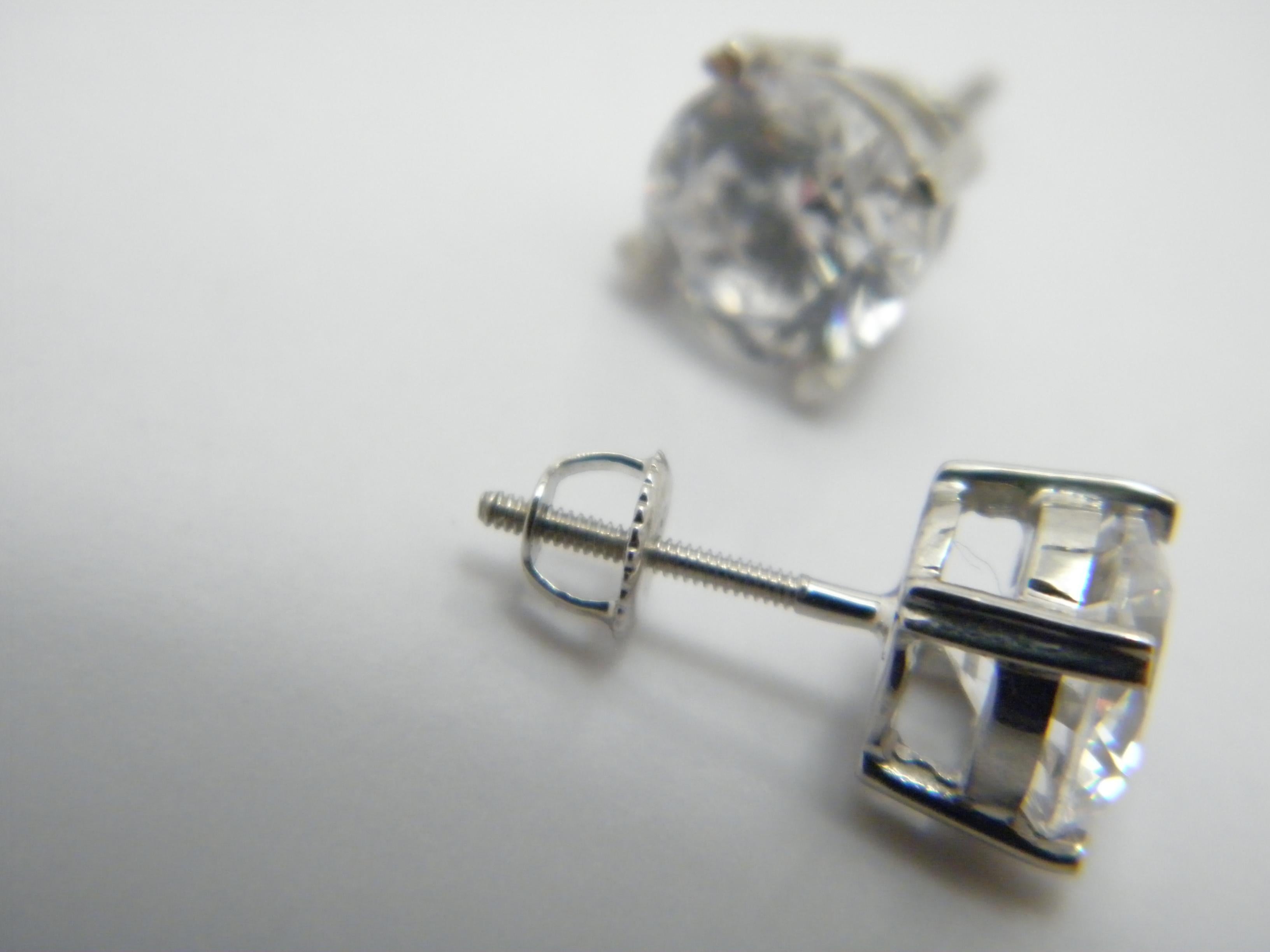 Vintage Silver 3.5 Carat Diamond Paste HUGE Screw Back Stud Earrings 925 Purity For Sale 4