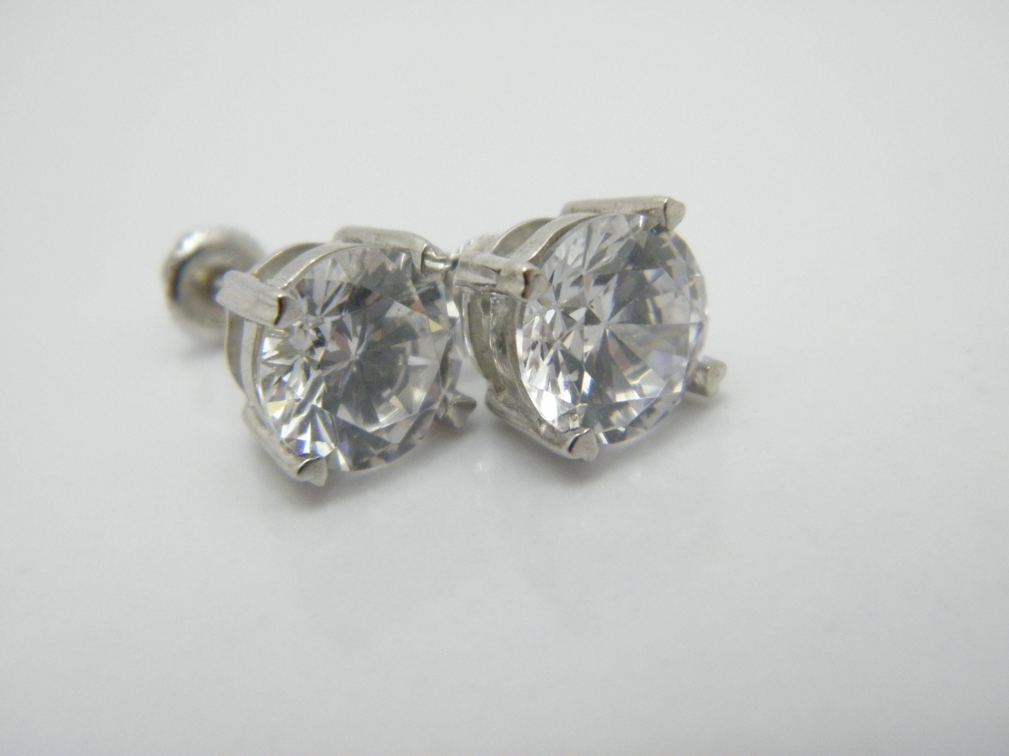 Vintage Silver 3.5 Carat Diamond Paste HUGE Screw Back Stud Earrings 925 Purity For Sale 5
