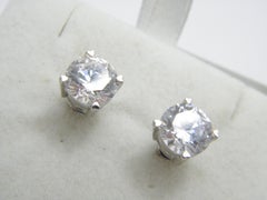 Vintage Silver 3.5 Carat Diamond Paste HUGE Screw Back Stud Earrings 925 Purity