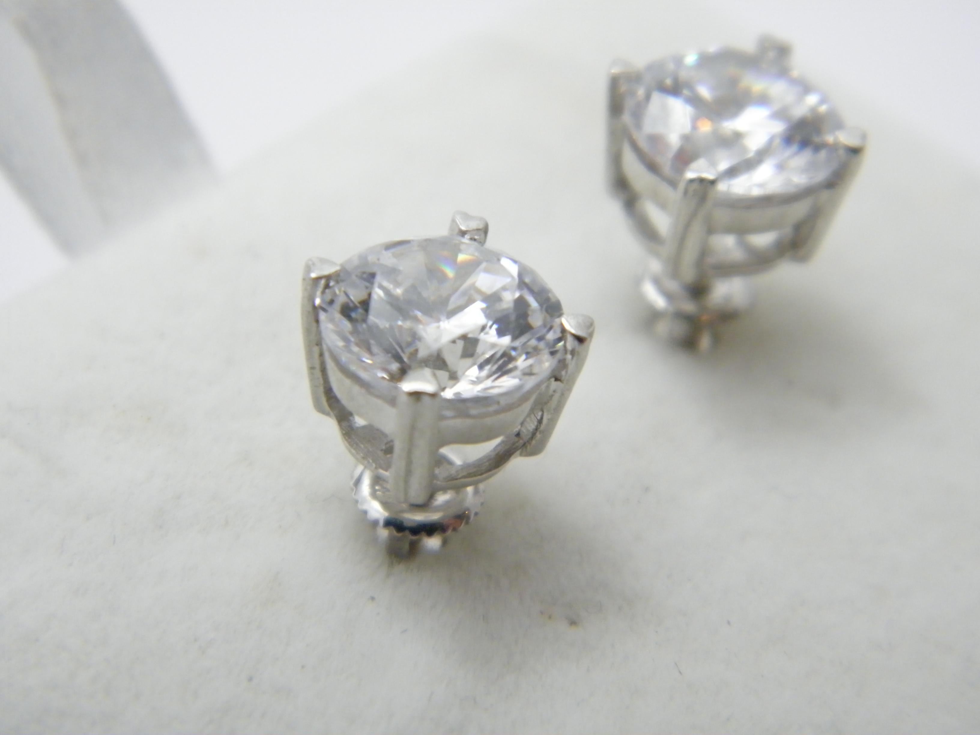 Vintage Silber 3,5 Karat Diamant Paste HUGE Schraubverschluss Ohrstecker 925 Reinheit (Rundschliff) im Angebot