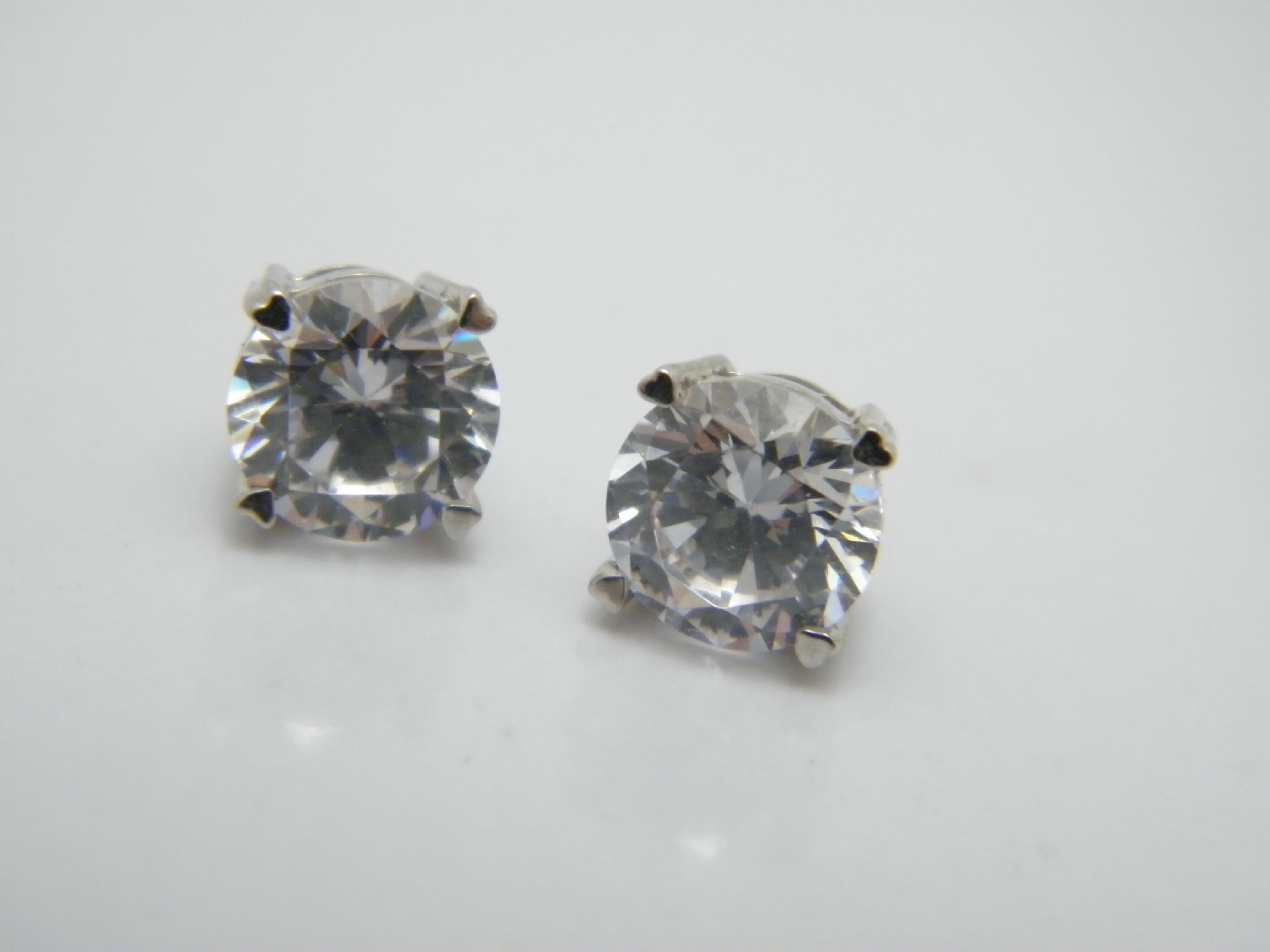 Vintage Silver 3.5 Carat Diamond Paste HUGE Screw Back Stud Earrings 925 Purity In Good Condition For Sale In Camelford, GB